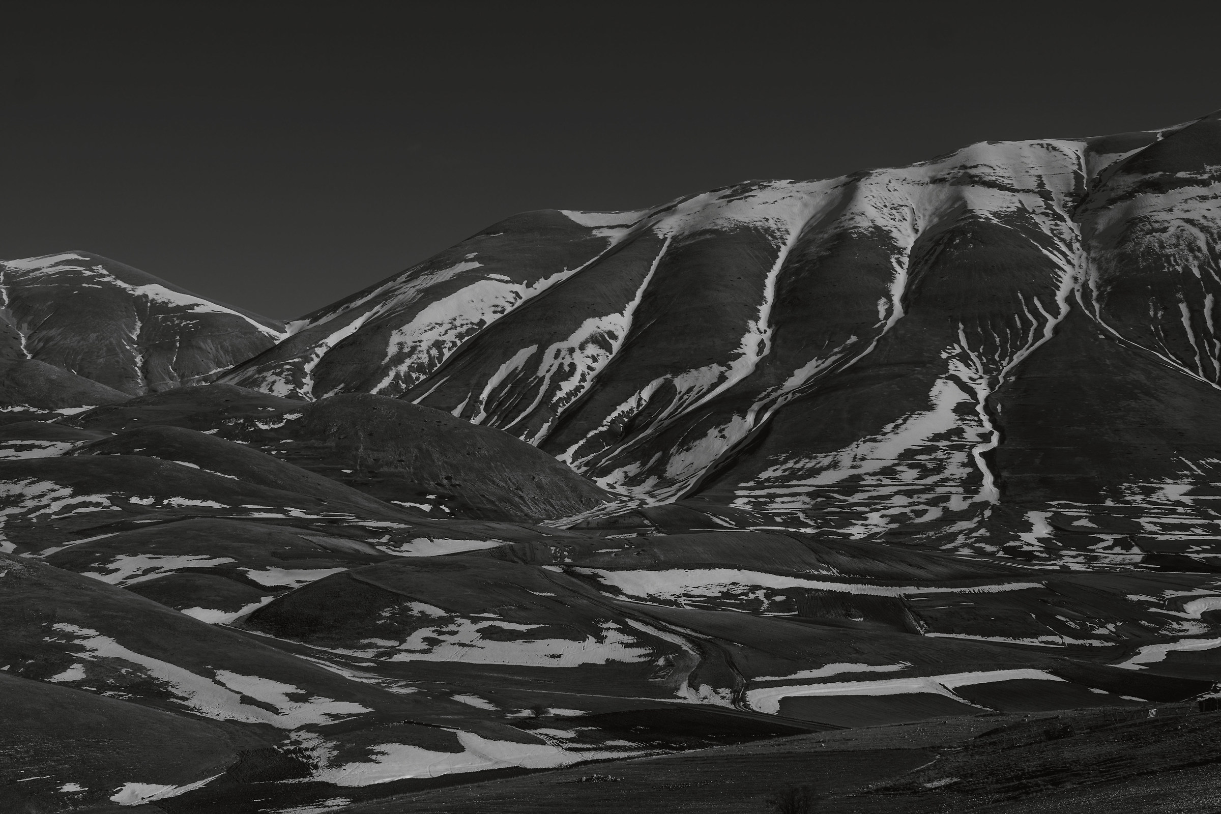 high and low hills BW