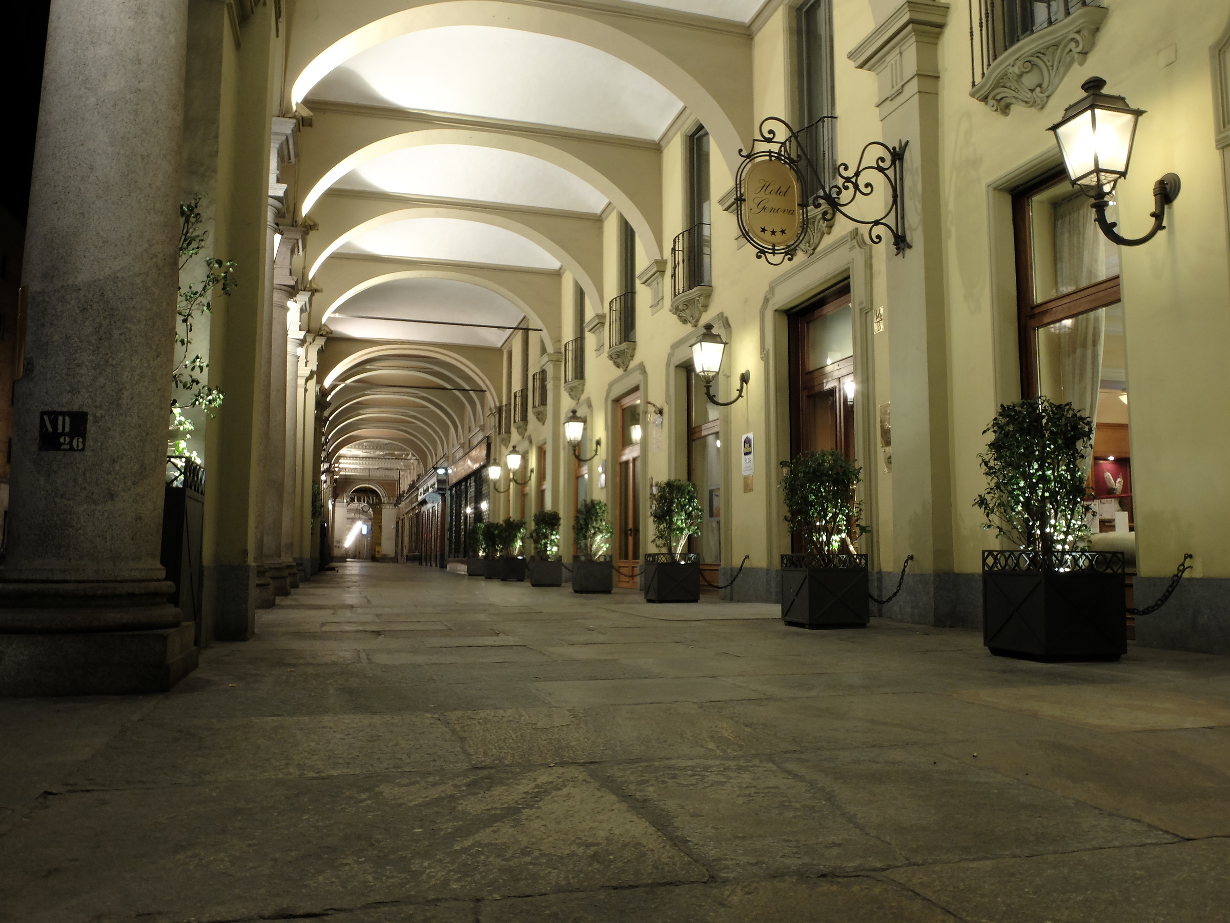 Under the arcades of Via Sacchi in Turin