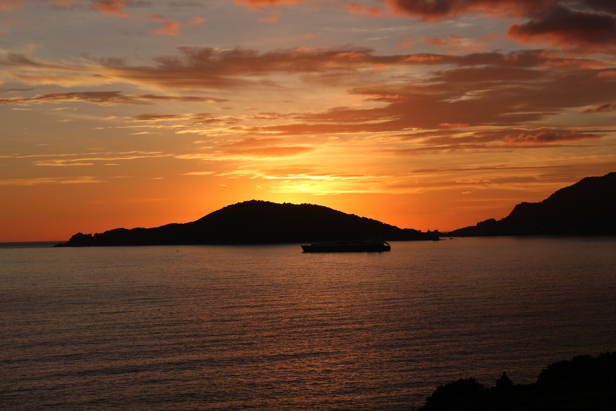 Palmaria and Portovenere at sunset