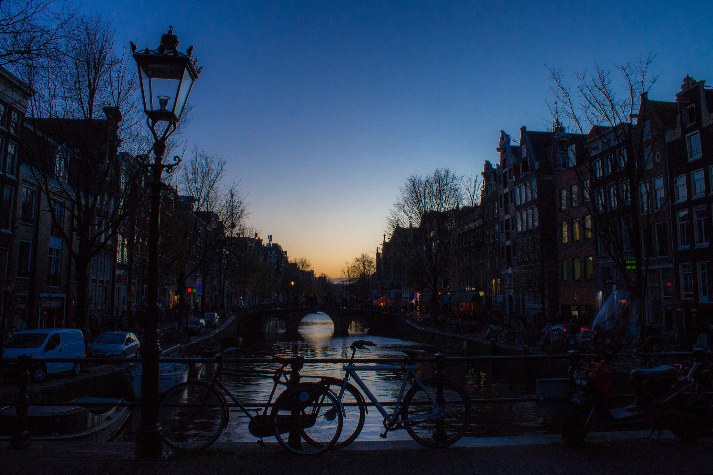 sunset in amsterdam