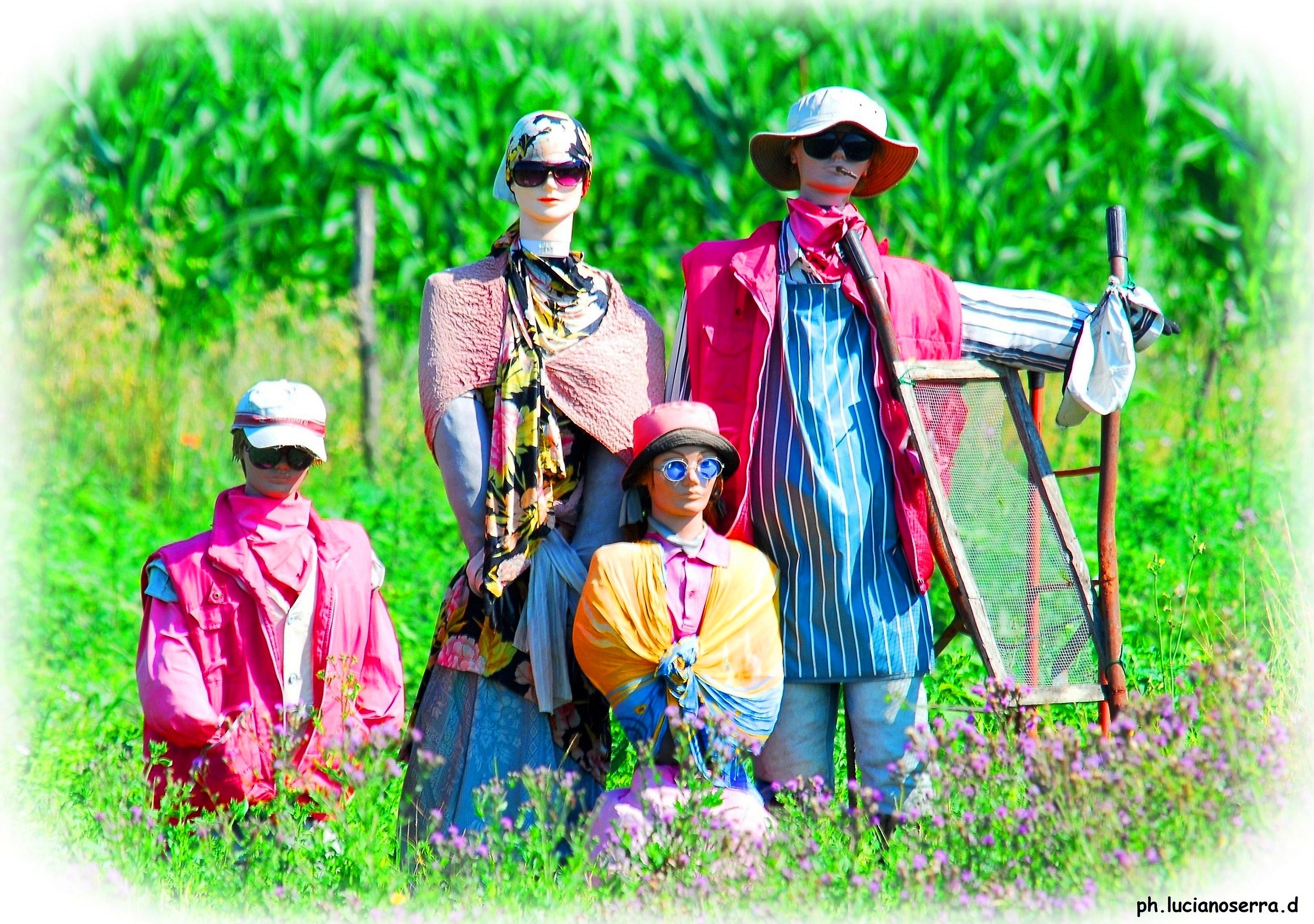 A nice, quiet family of scarecrows