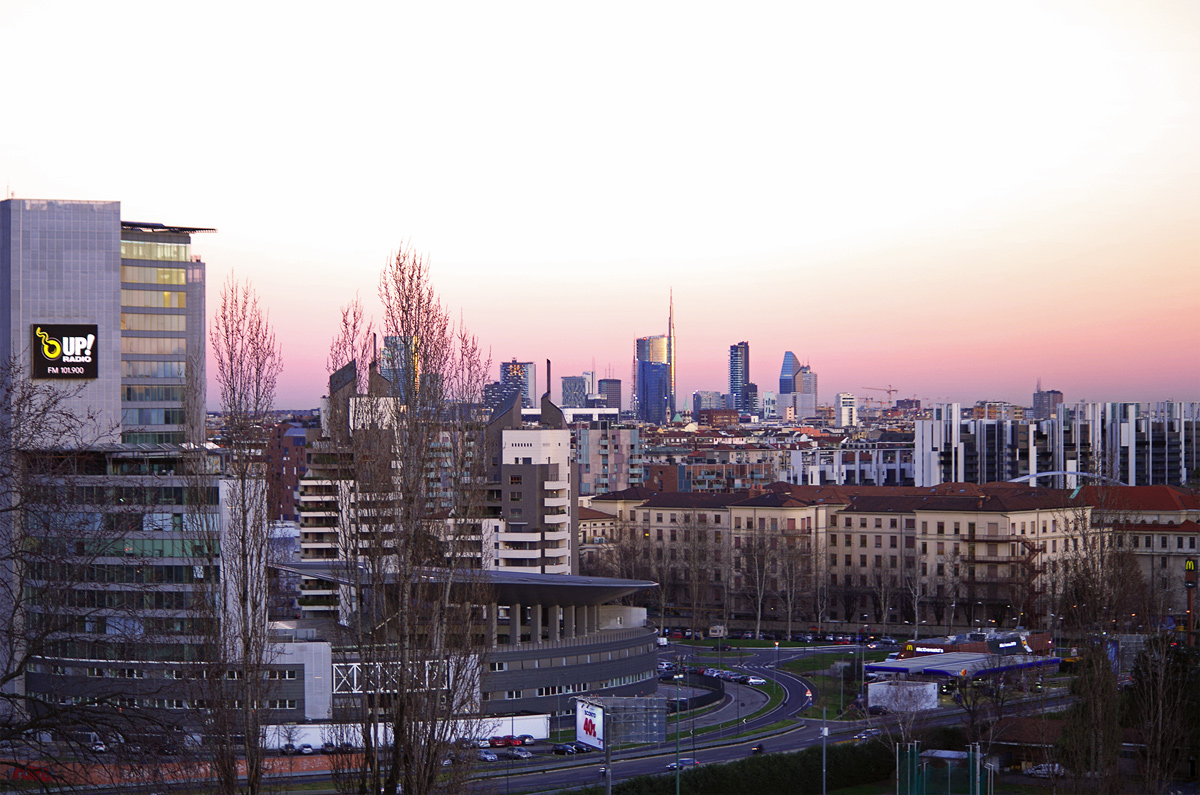 Milan skyline at dusk