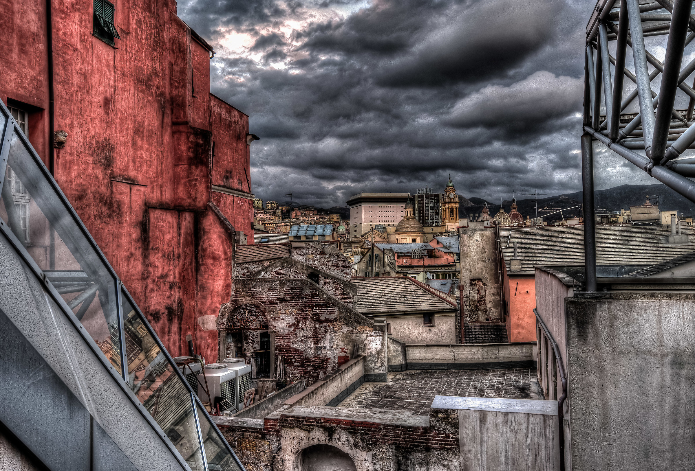 Unusual view of Genoa, from Santa Maria in Passion ...