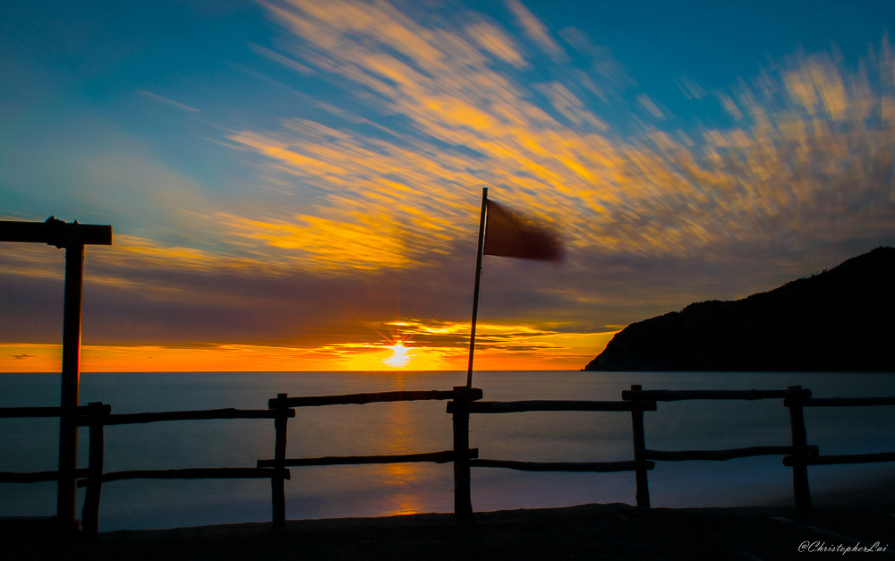The fluttering flag indicating the route of the wind