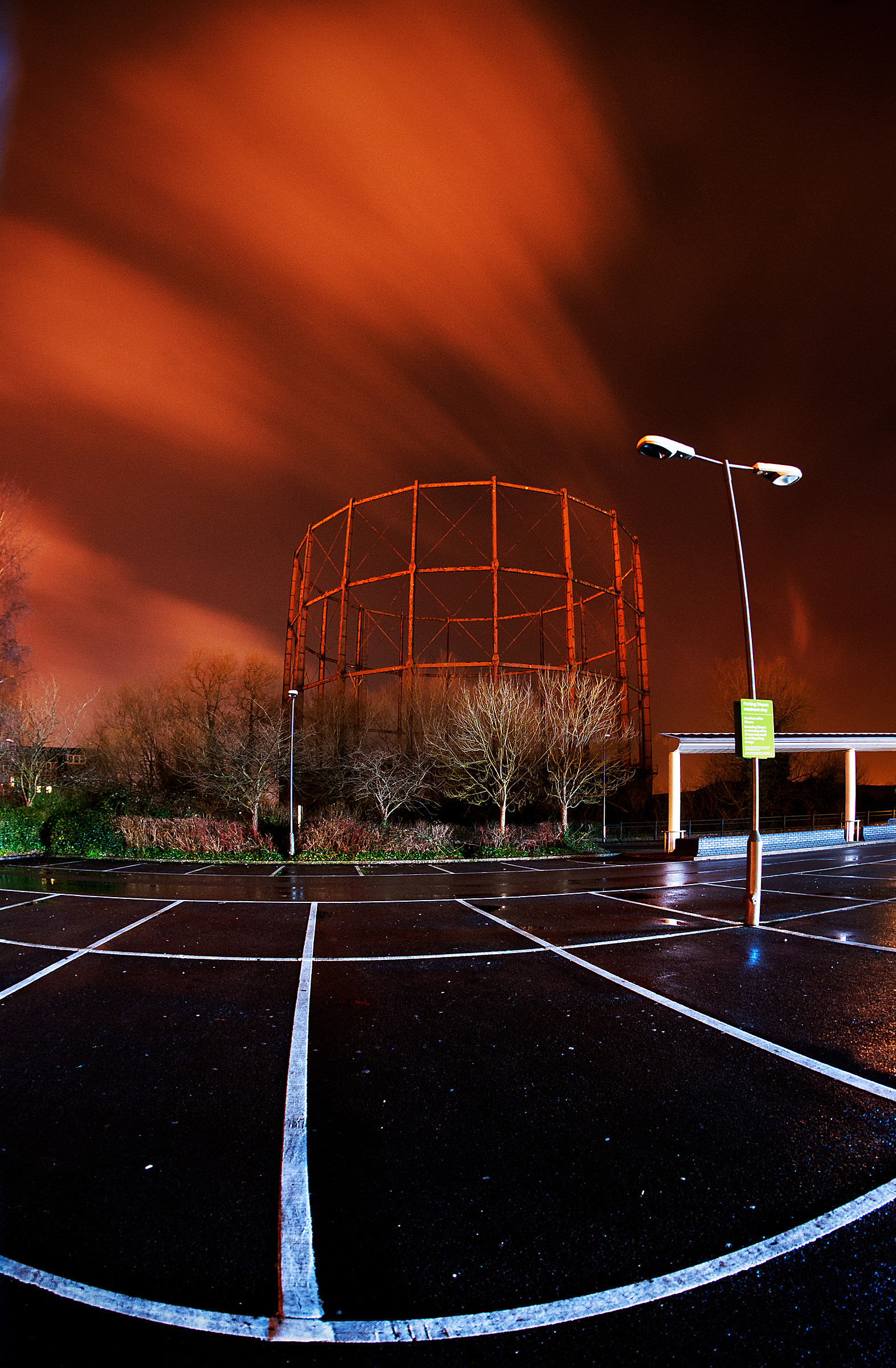 Car-Park, Gasholder and Scudded Rain Cloud