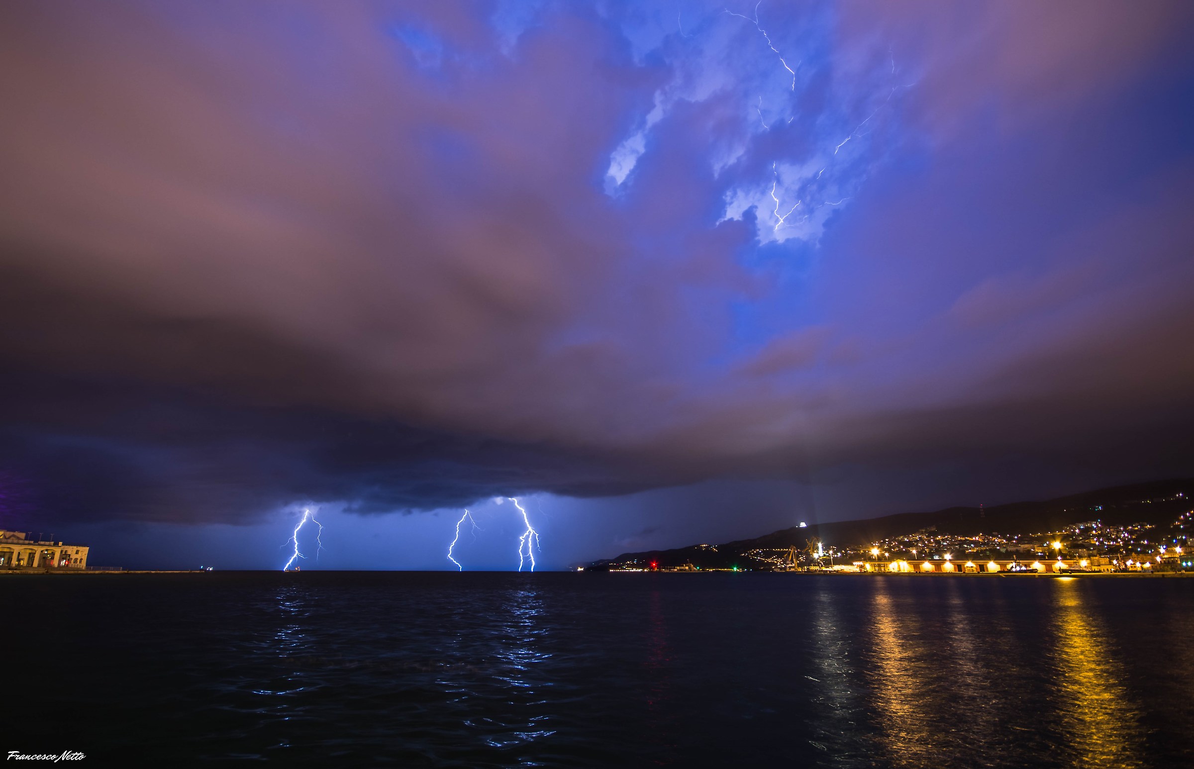 Lightning storm over the Gulf of Trieste