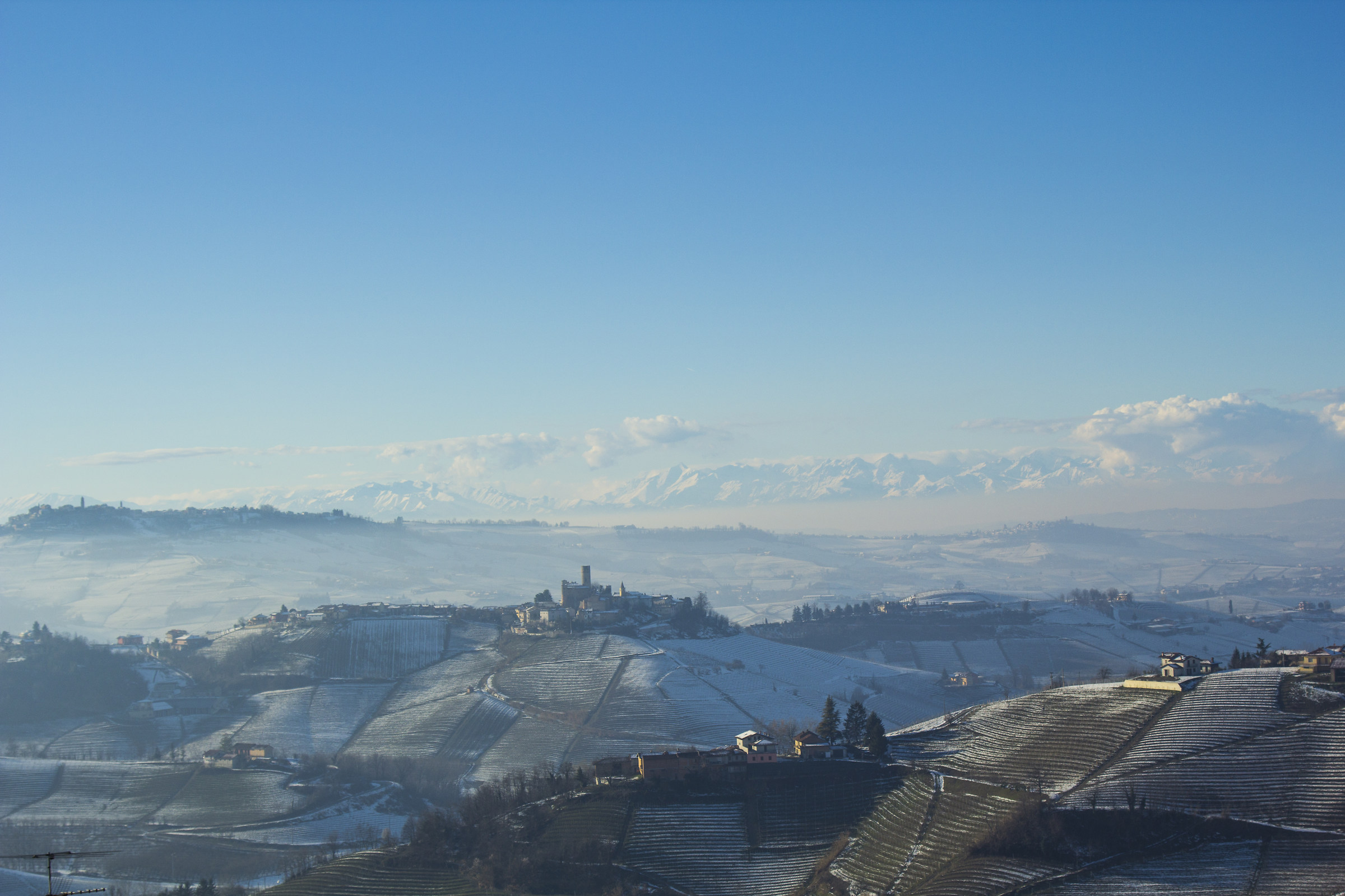 snowy Langhe