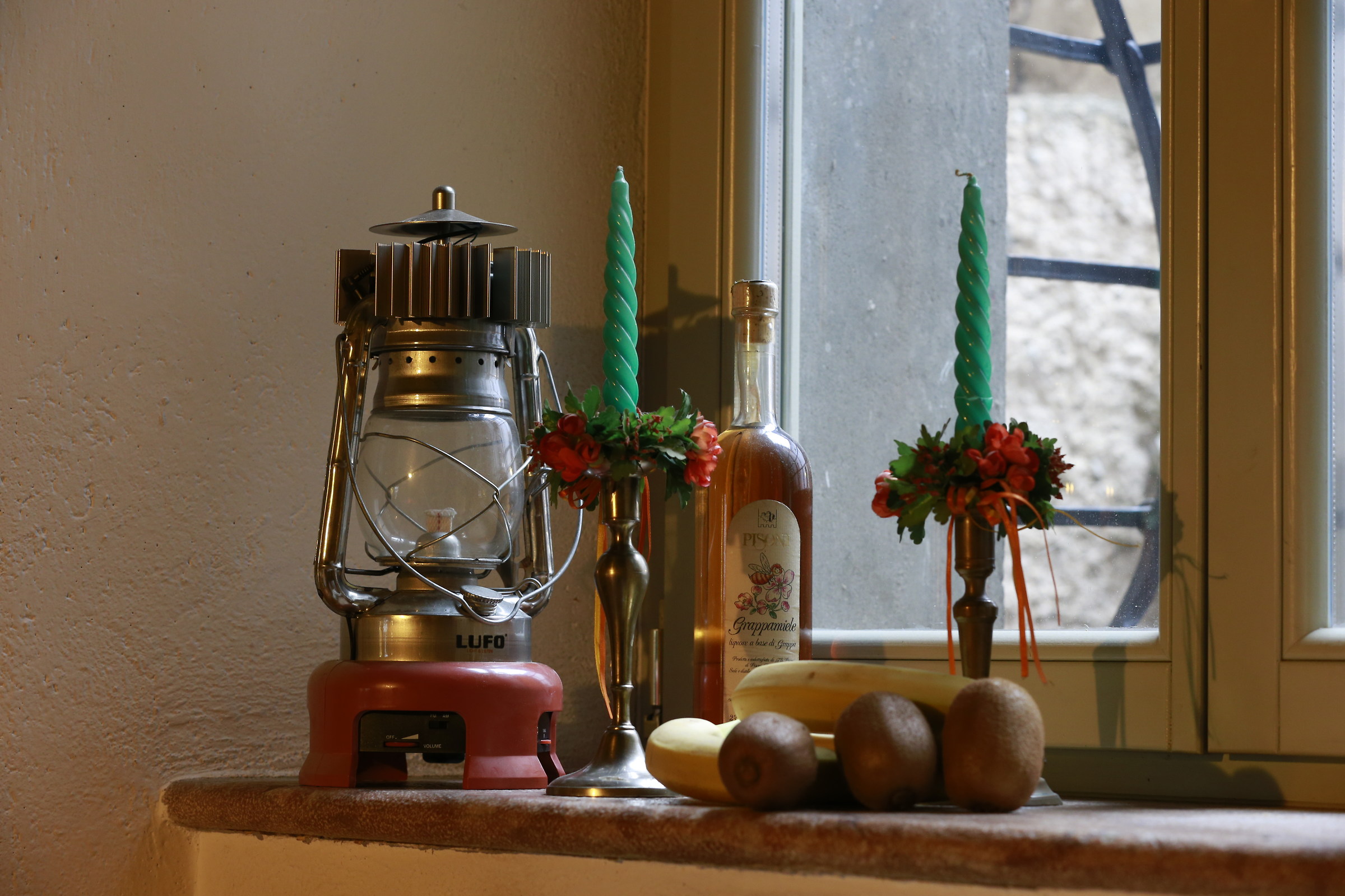 On a mountain house windowsill