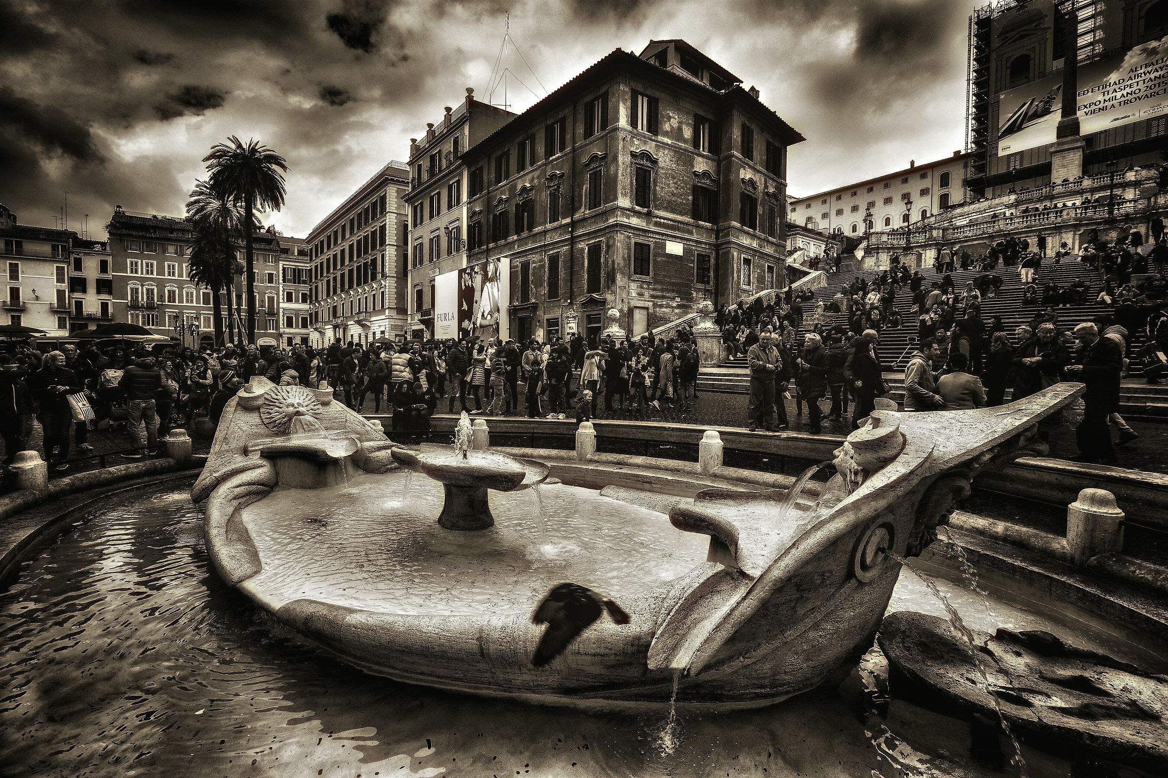 Roma- Fontana della Barcaccia - seppia