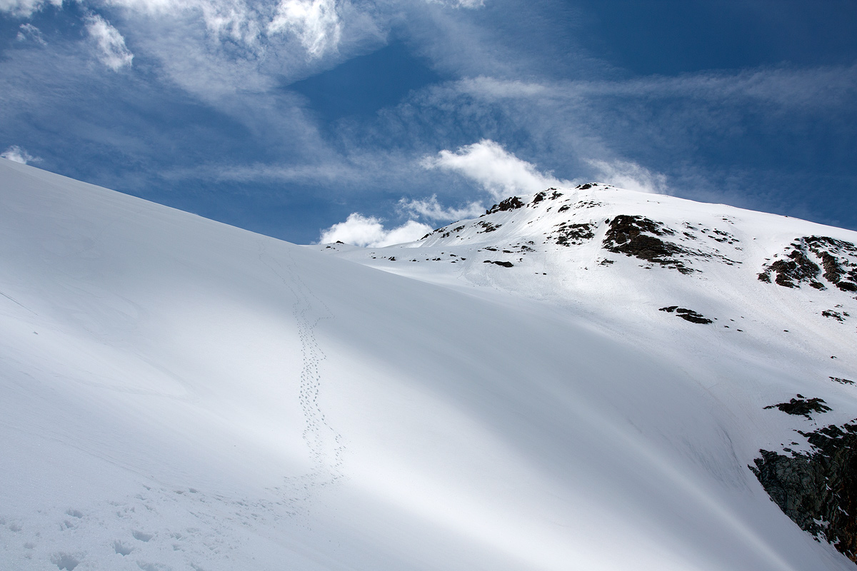 Shadows and lights on the glacier at the Chateau des Dames