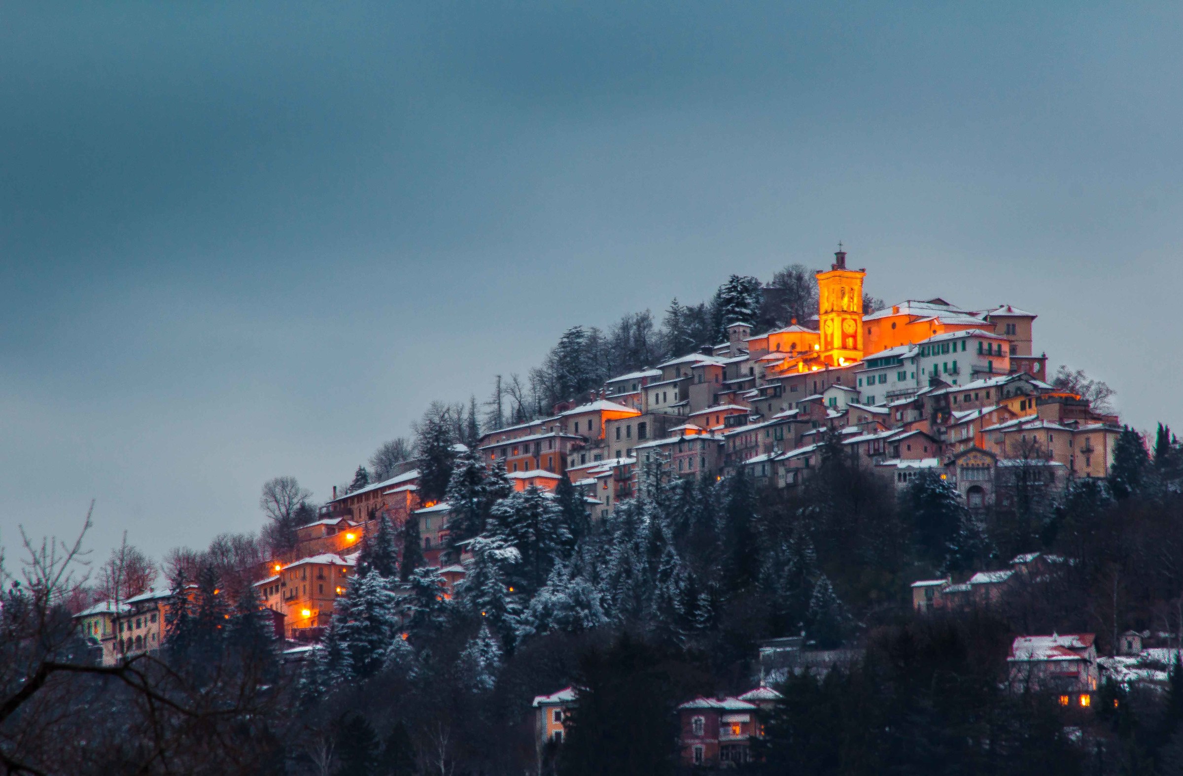 Snow at the sacred mountain of Varese.