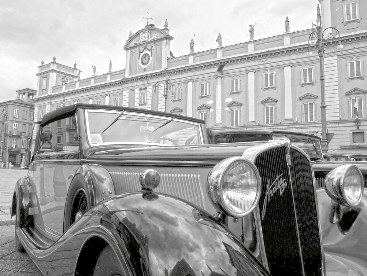 vintage cars square horses