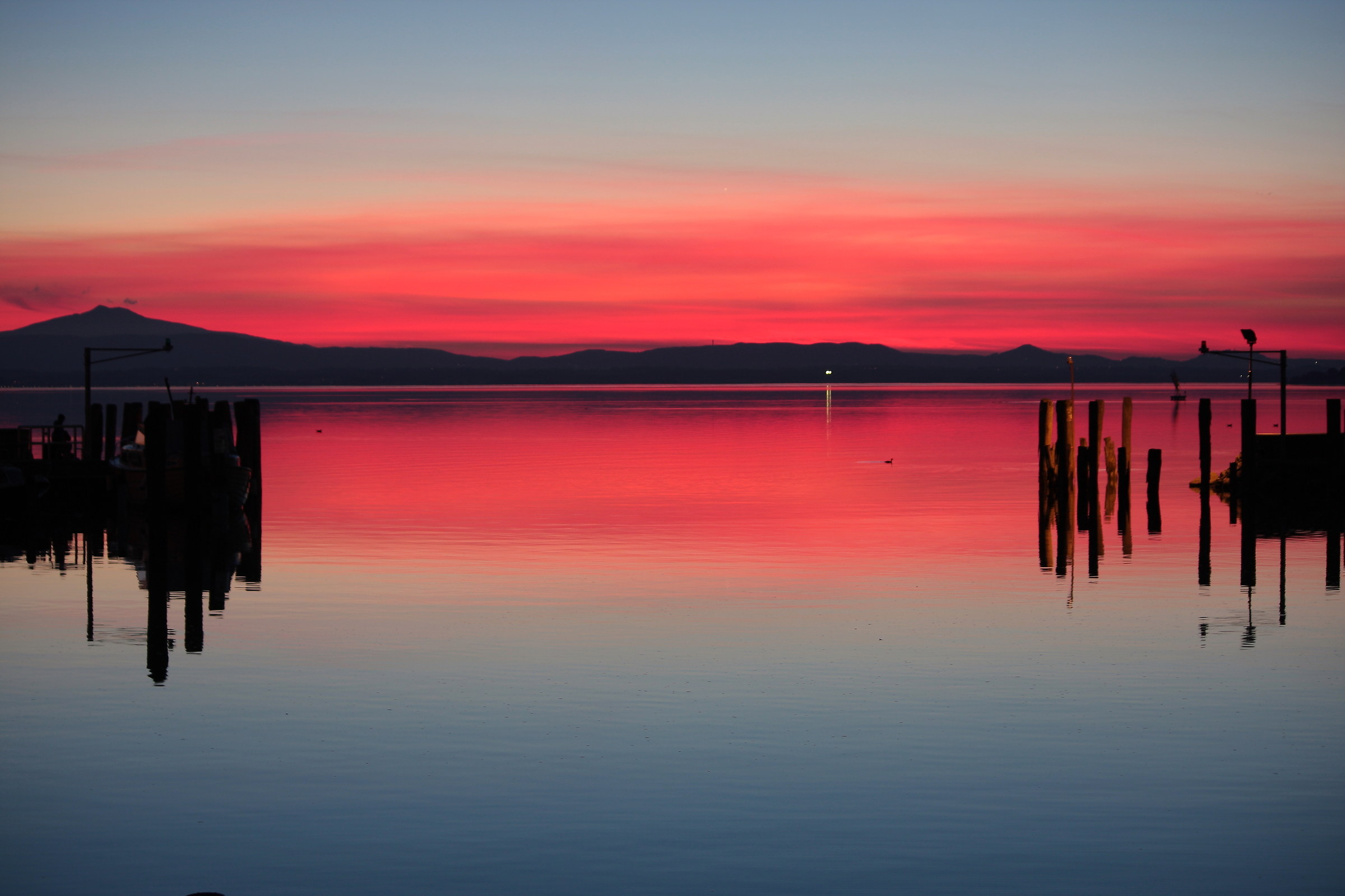 Red sunset over the Trasimeno