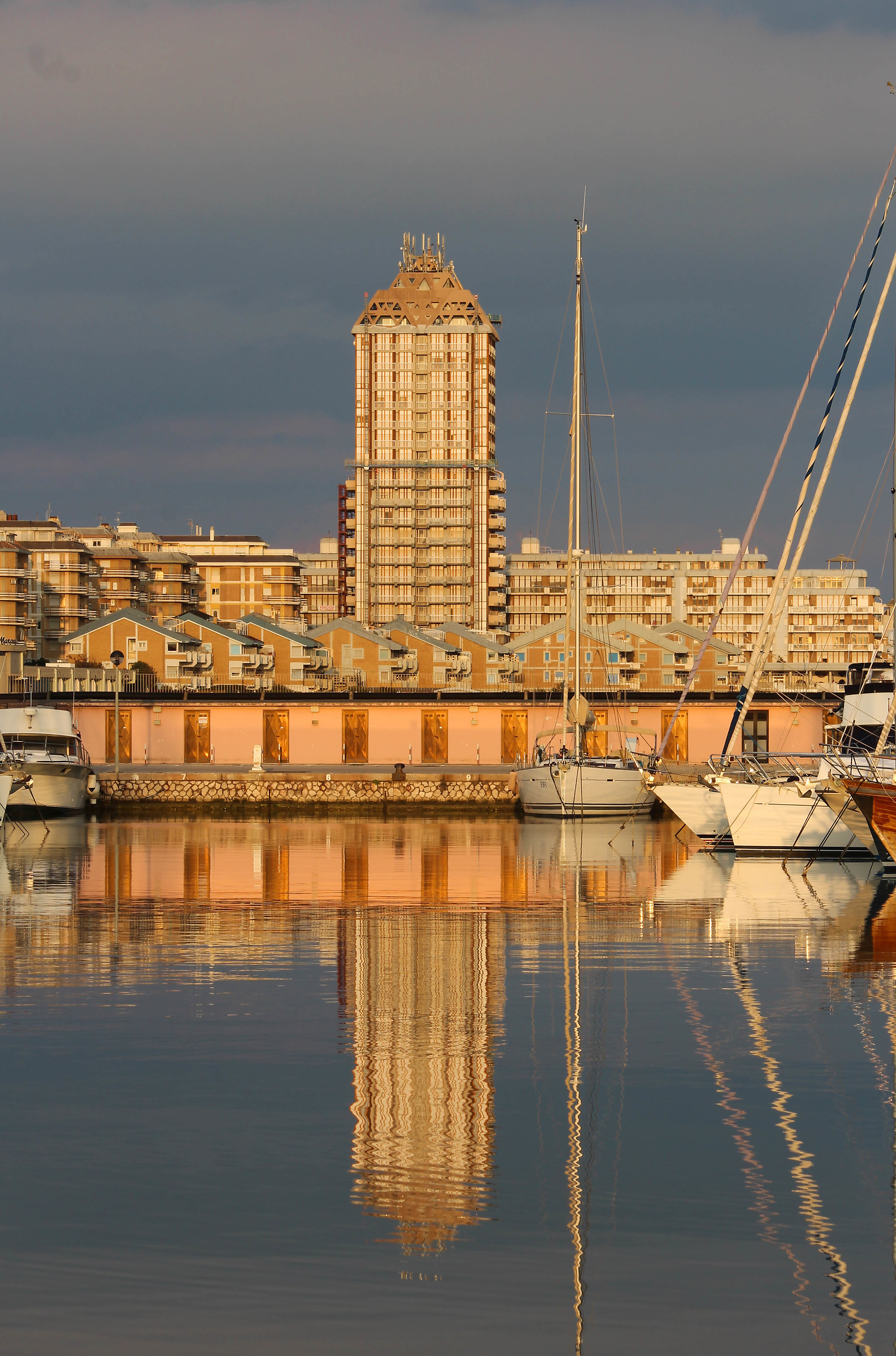 Lights and reflections at the port of Nettuno