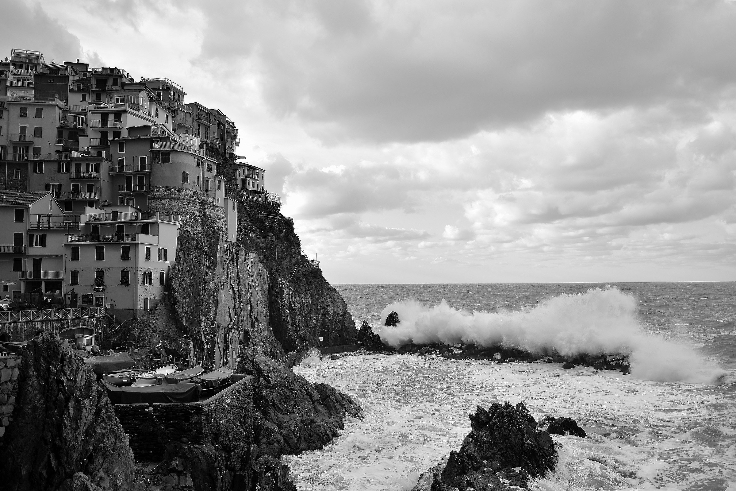 Manarola in bianco e nero