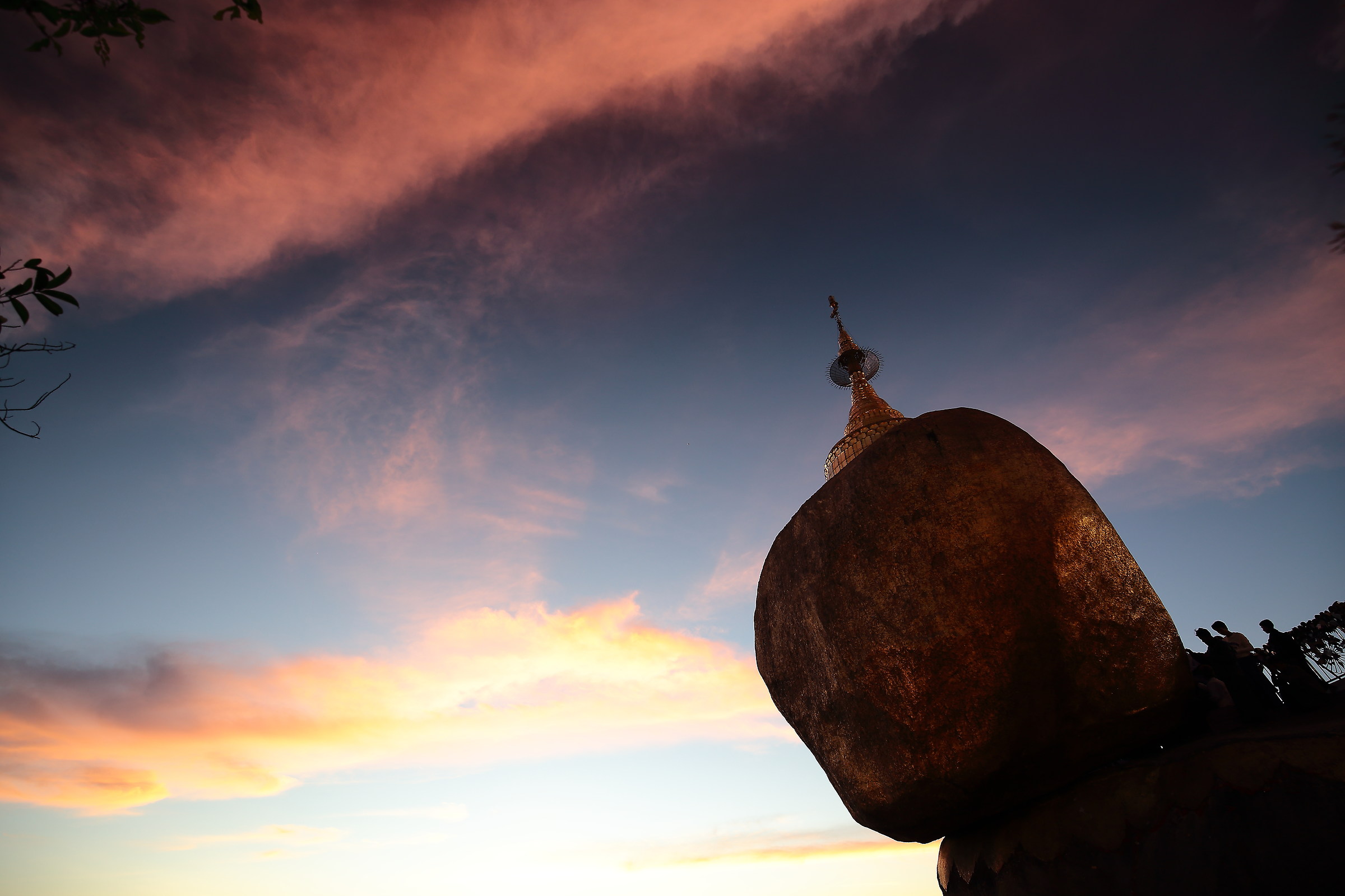 Emotion light. The Golden Rock at sunset
