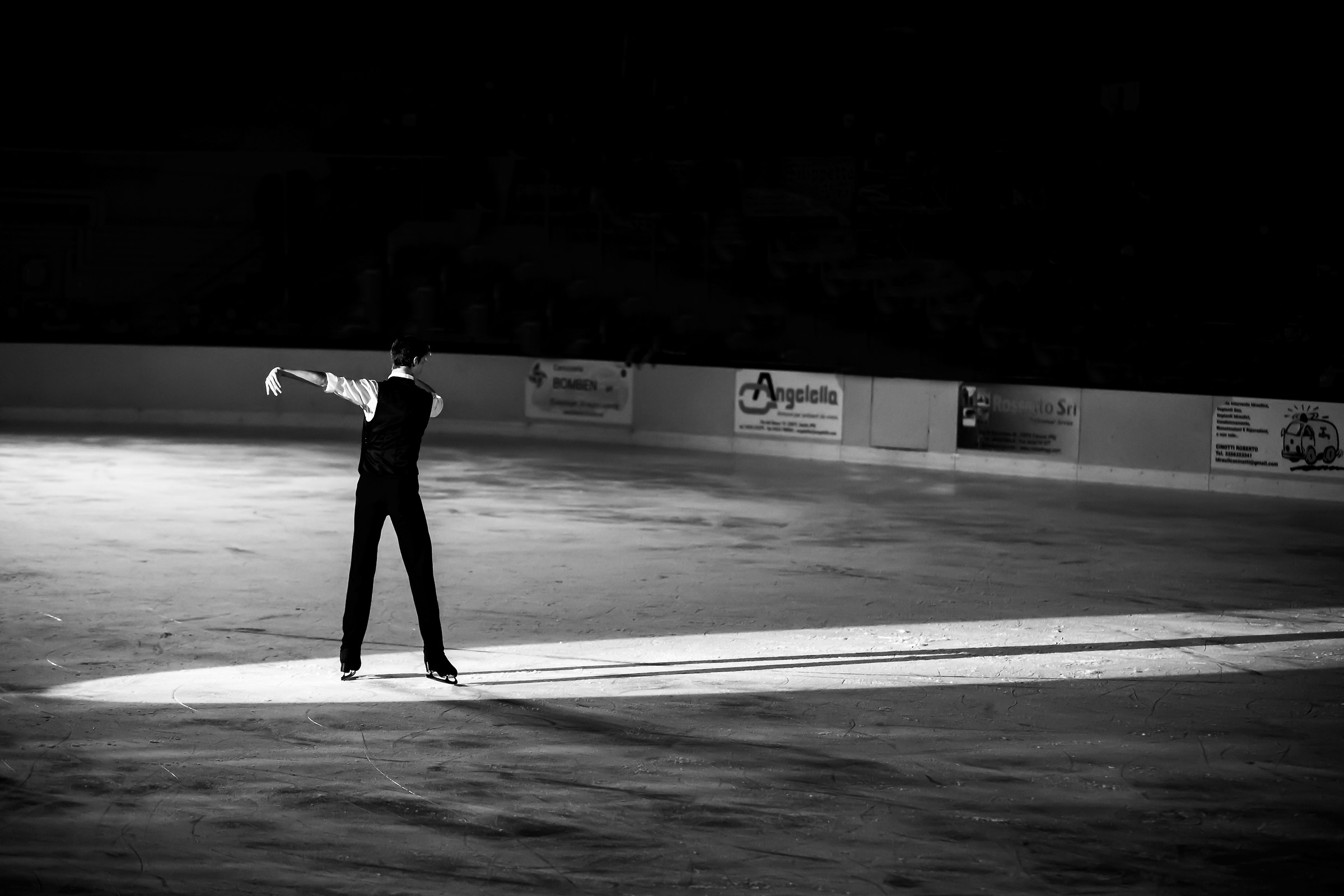 The skater on the ice.