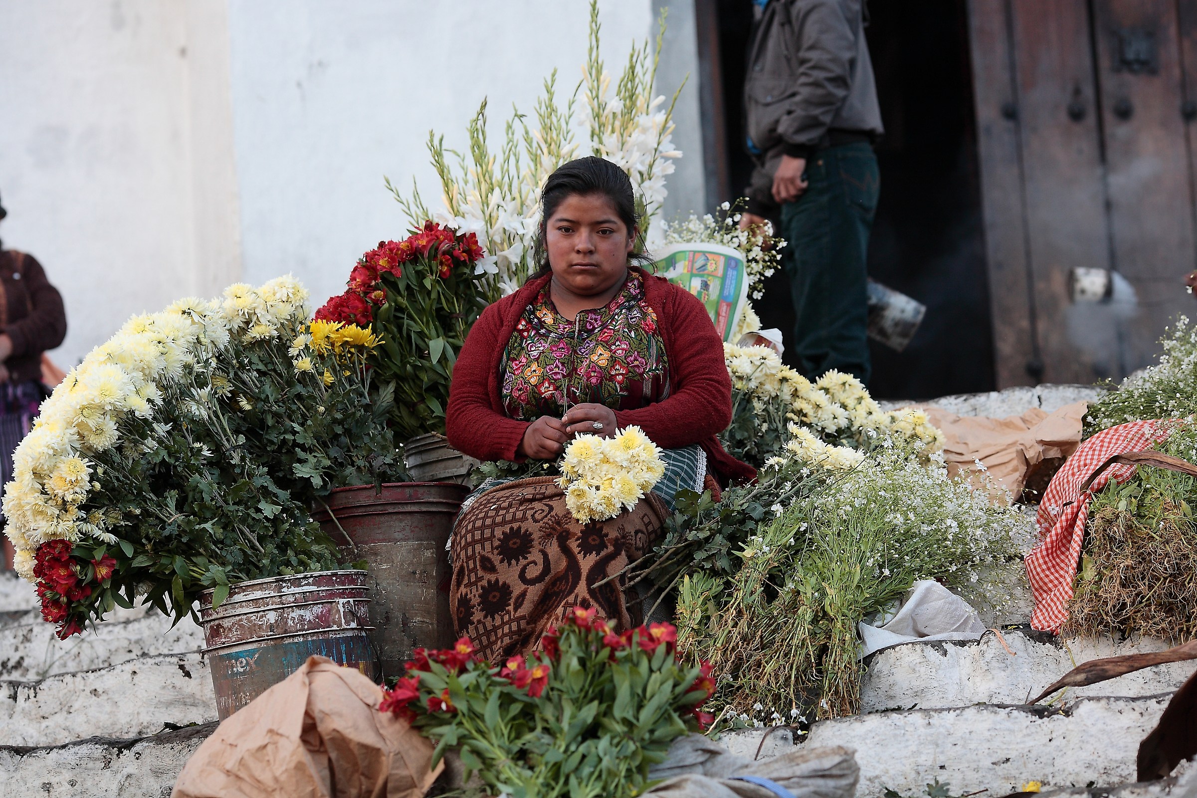 Chichicastenango, the woman selling flowers