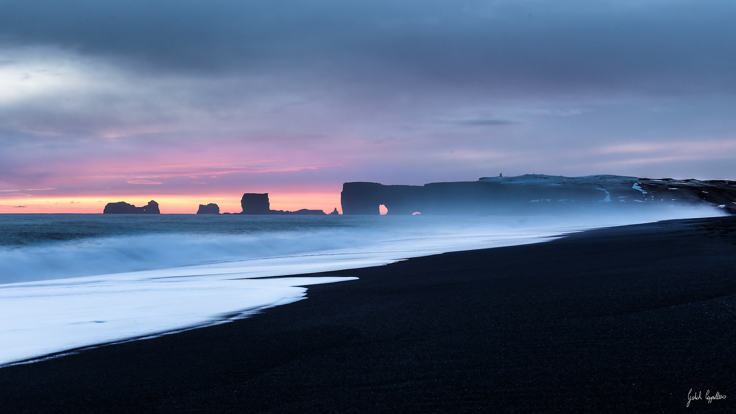 The sunset on Reynisfjara