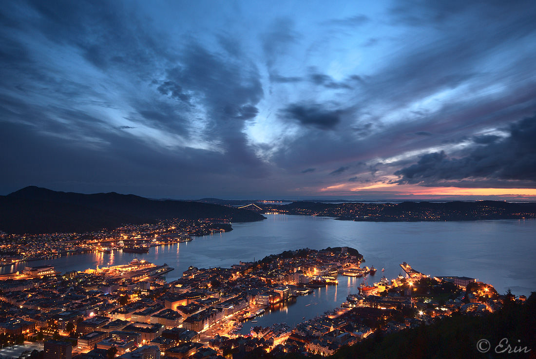 Dalla cima del monte Floyen. Bergen, Norvegia.