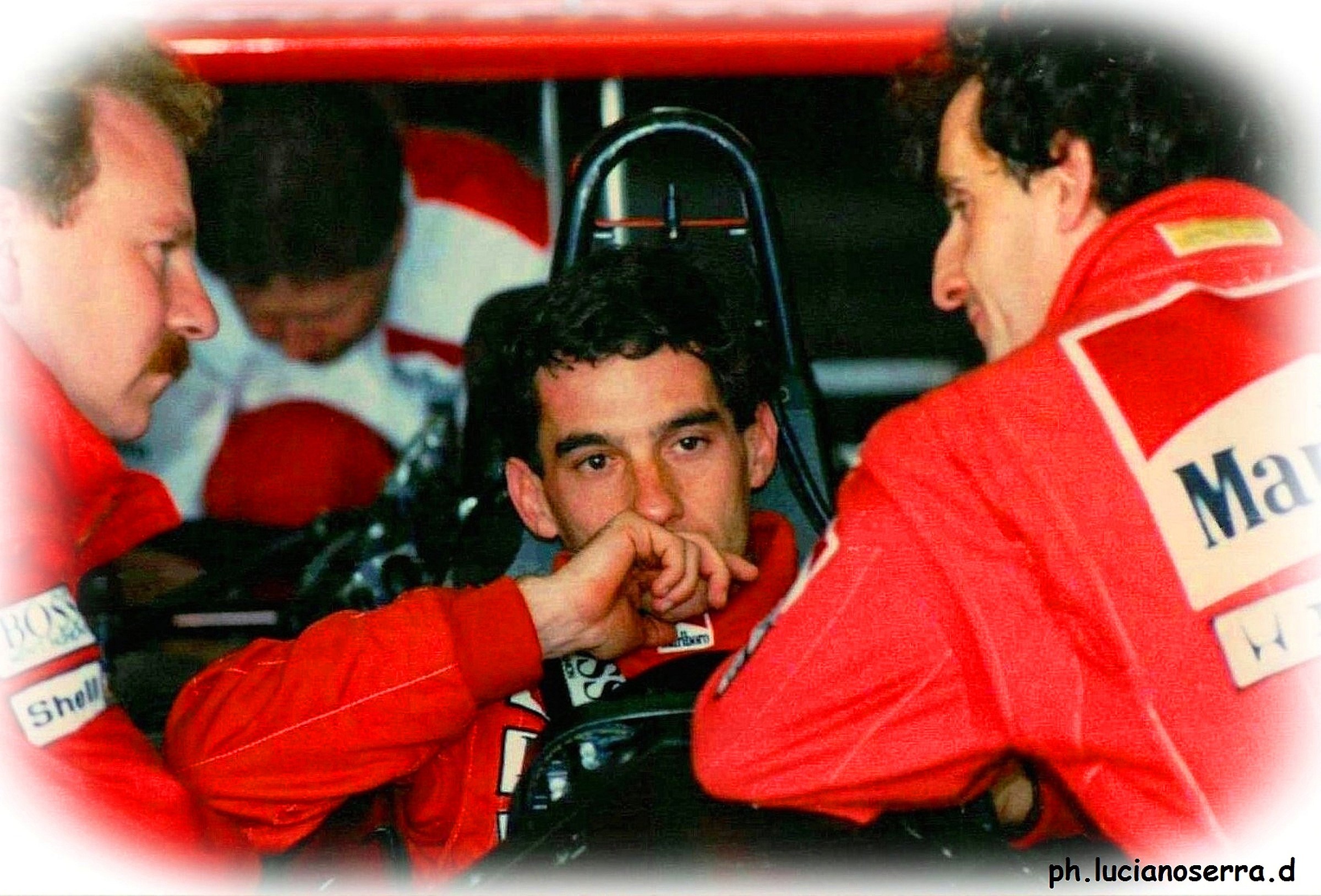 The coach, Ayrton Senna and Alain Prost, McLaren Honda