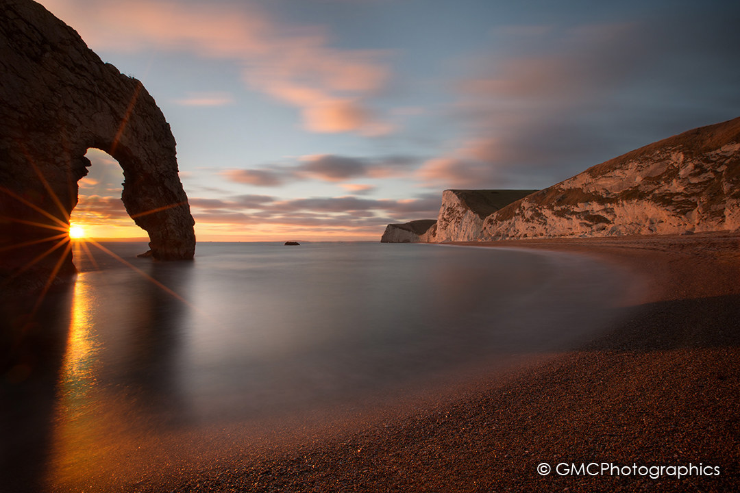 Sunburst through Durdle Door