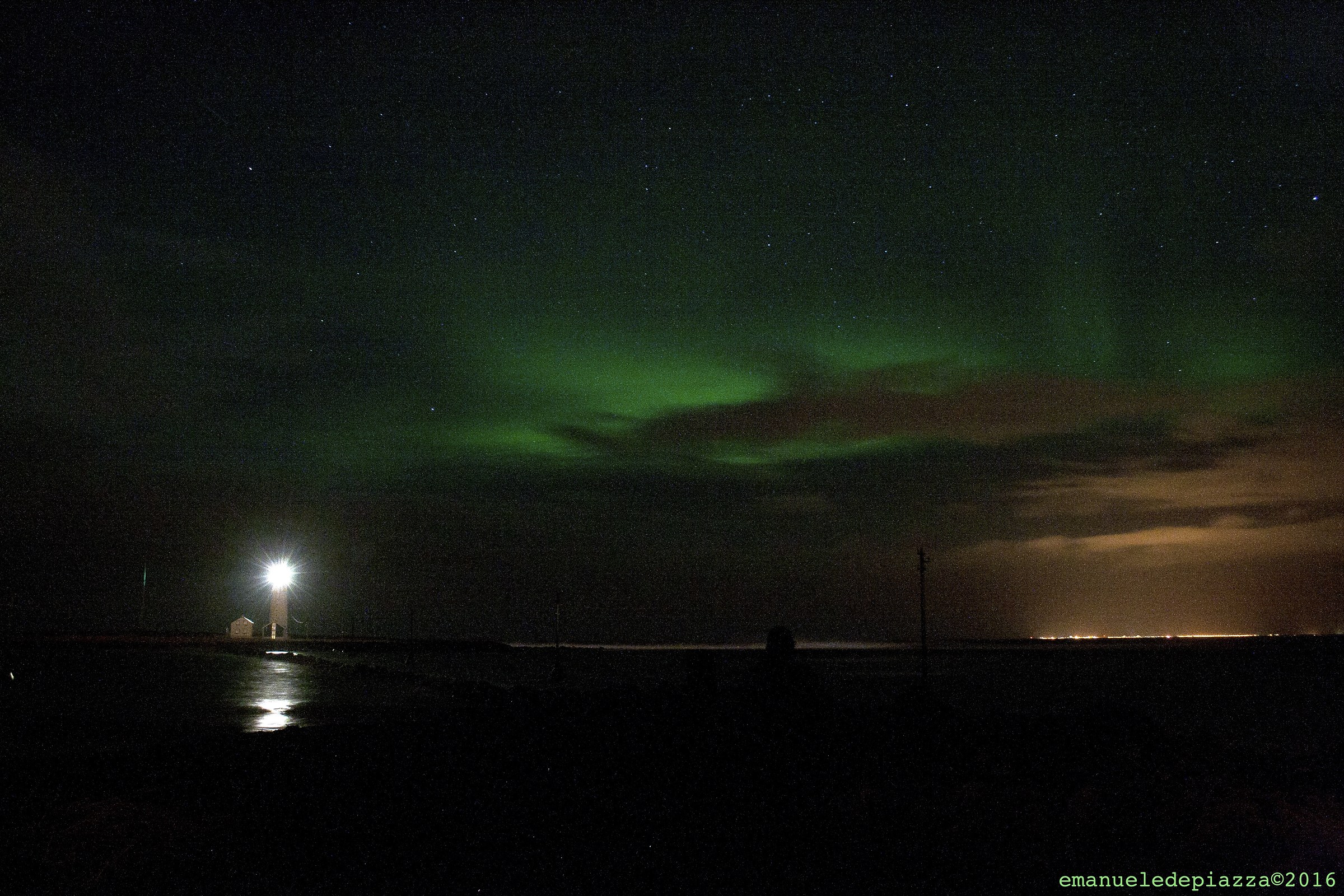 Grotta Lighthouse Reykjavik Northern Lights