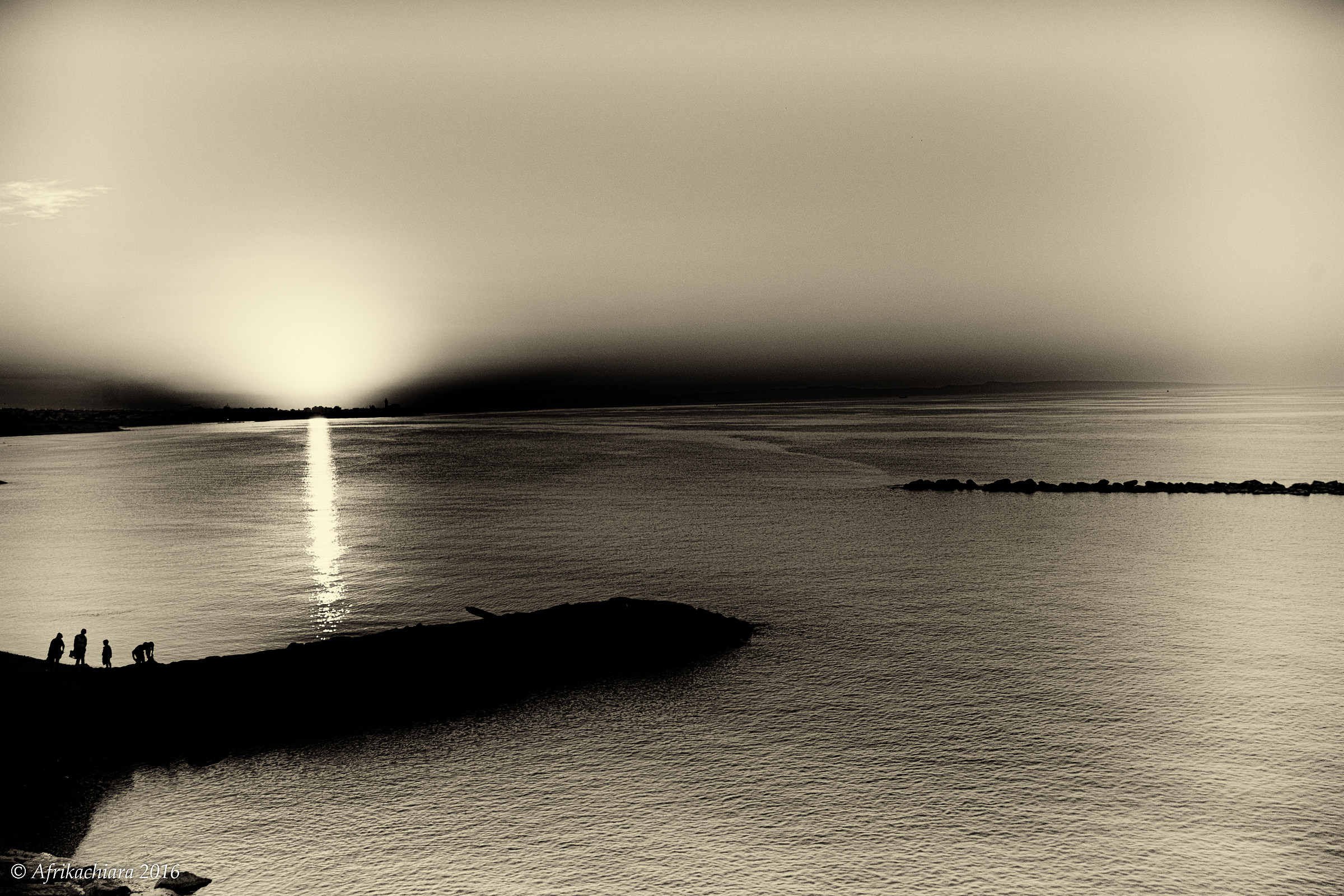 Unusual sunset over the sea