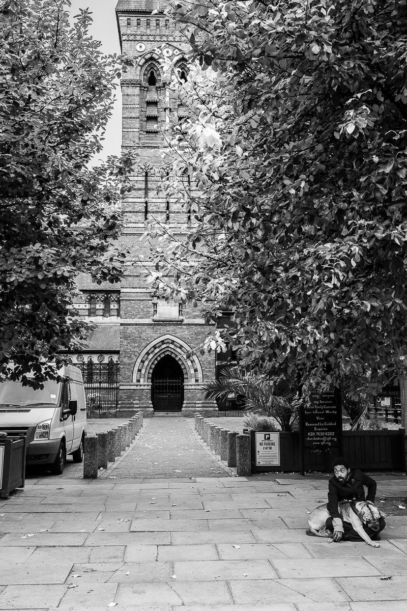 waiting with the dog