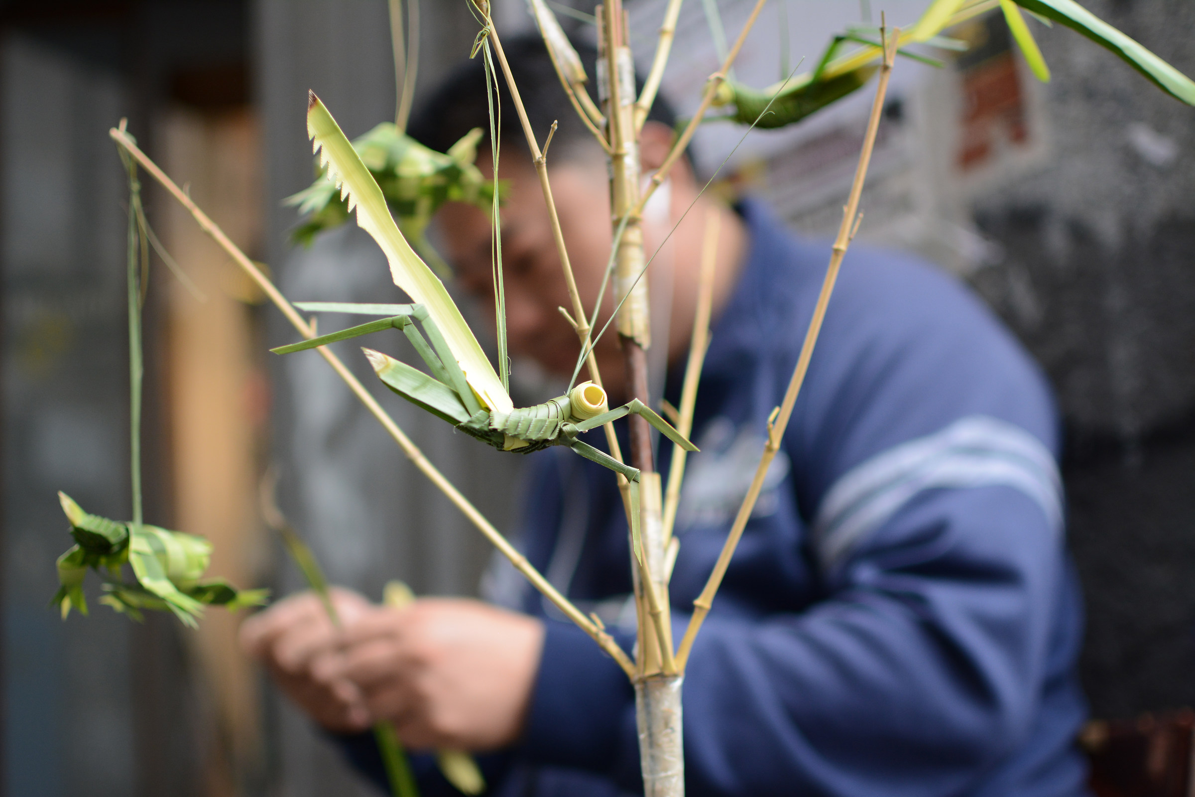 Sculptor with leaves