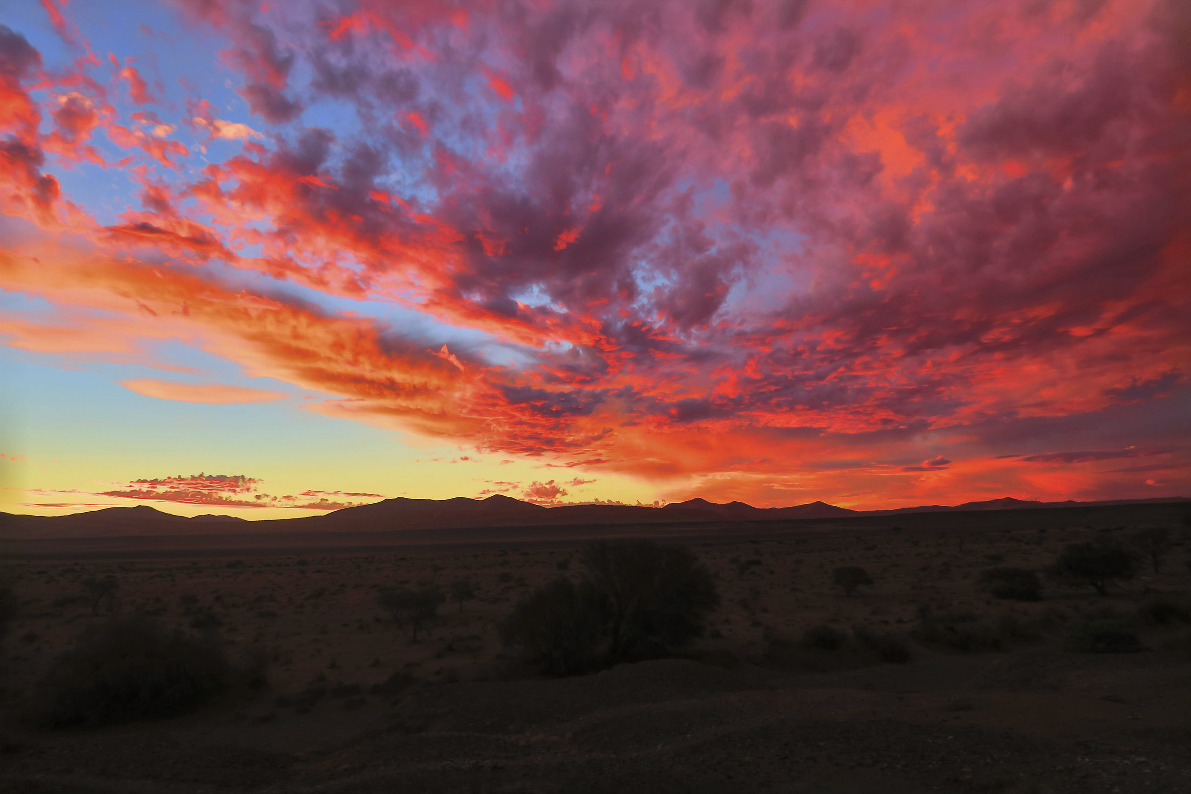 sunset at Kulala Desert Lodge