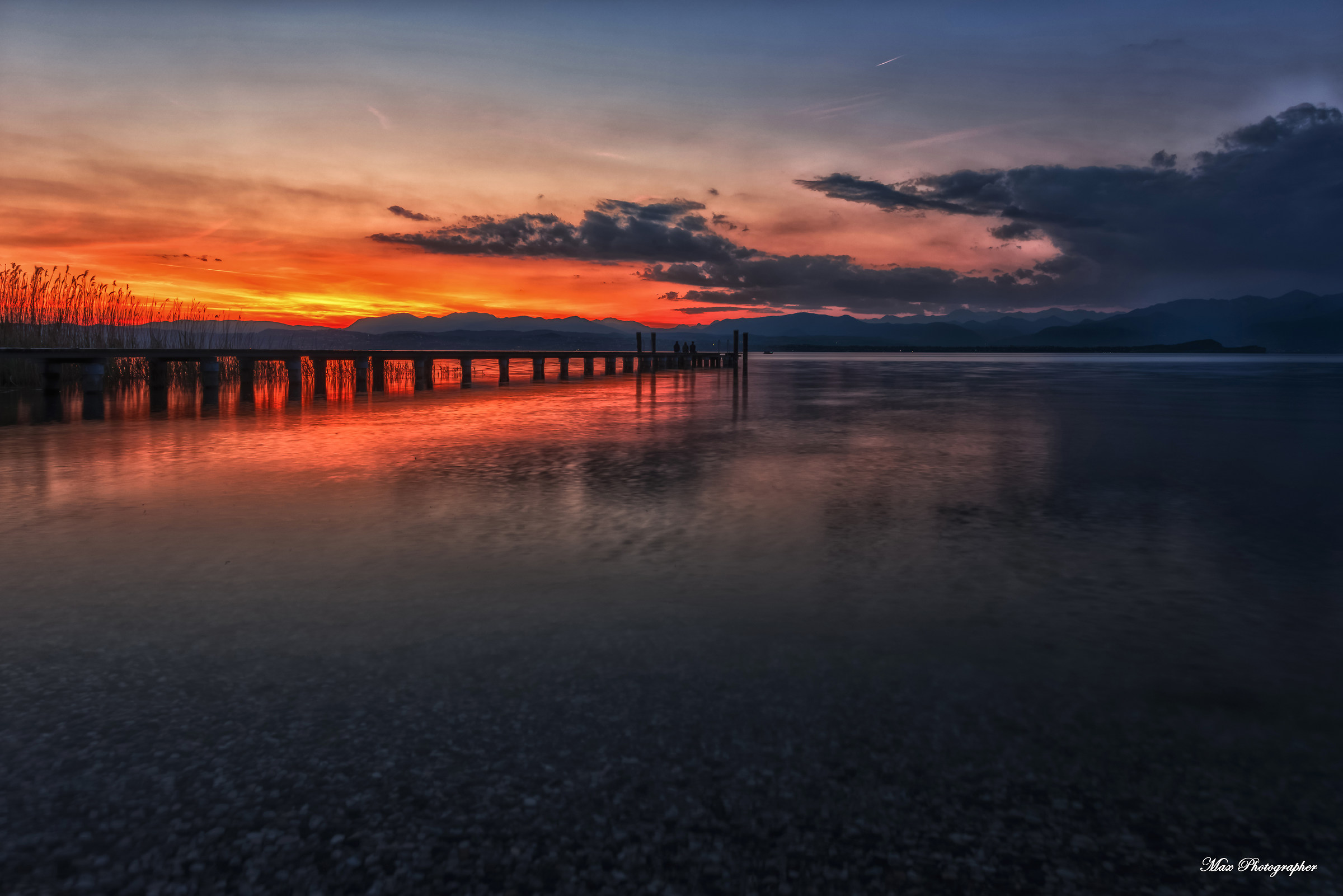silent lake and sunset