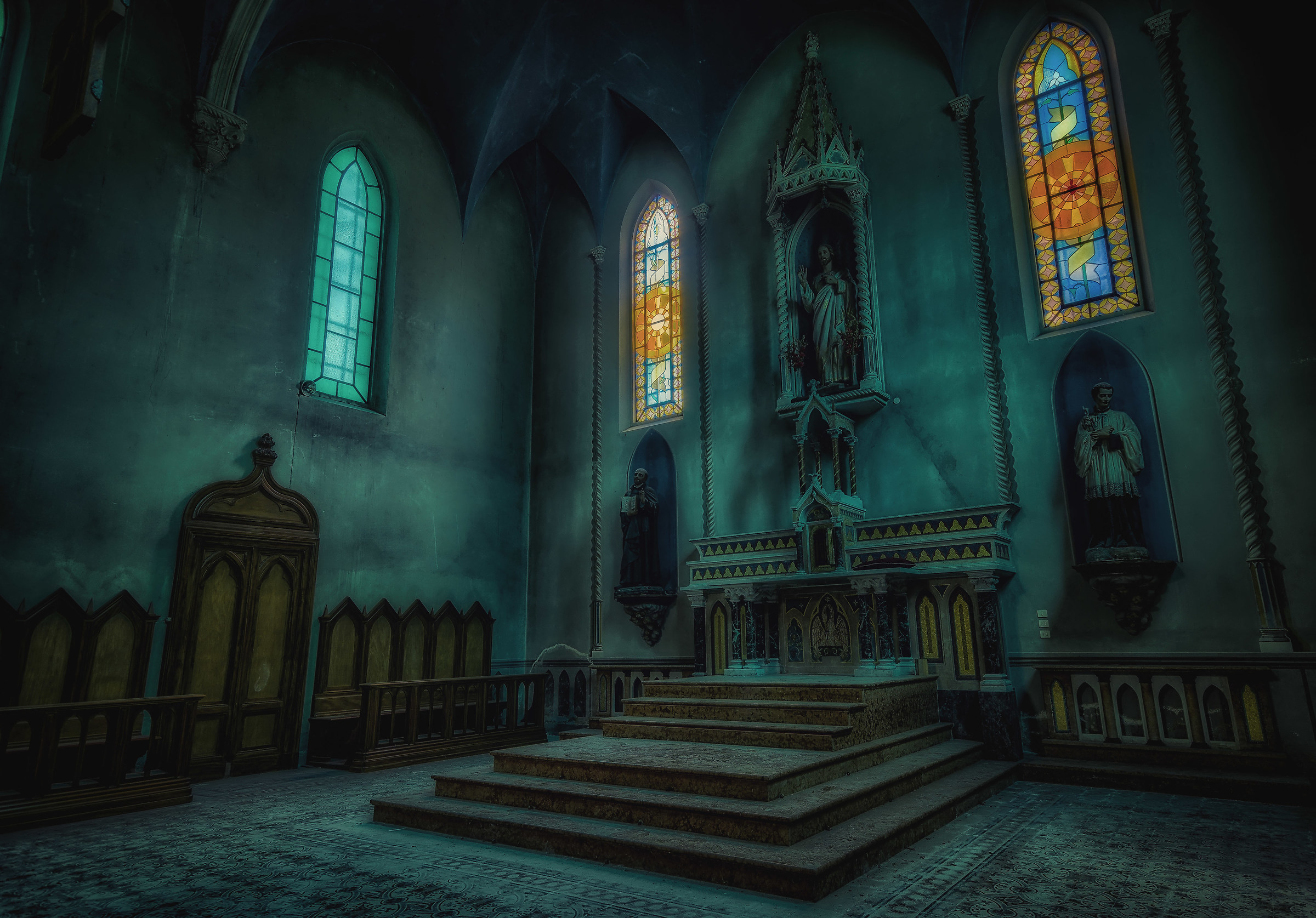 The altar of the blue church ... a sweet surrender