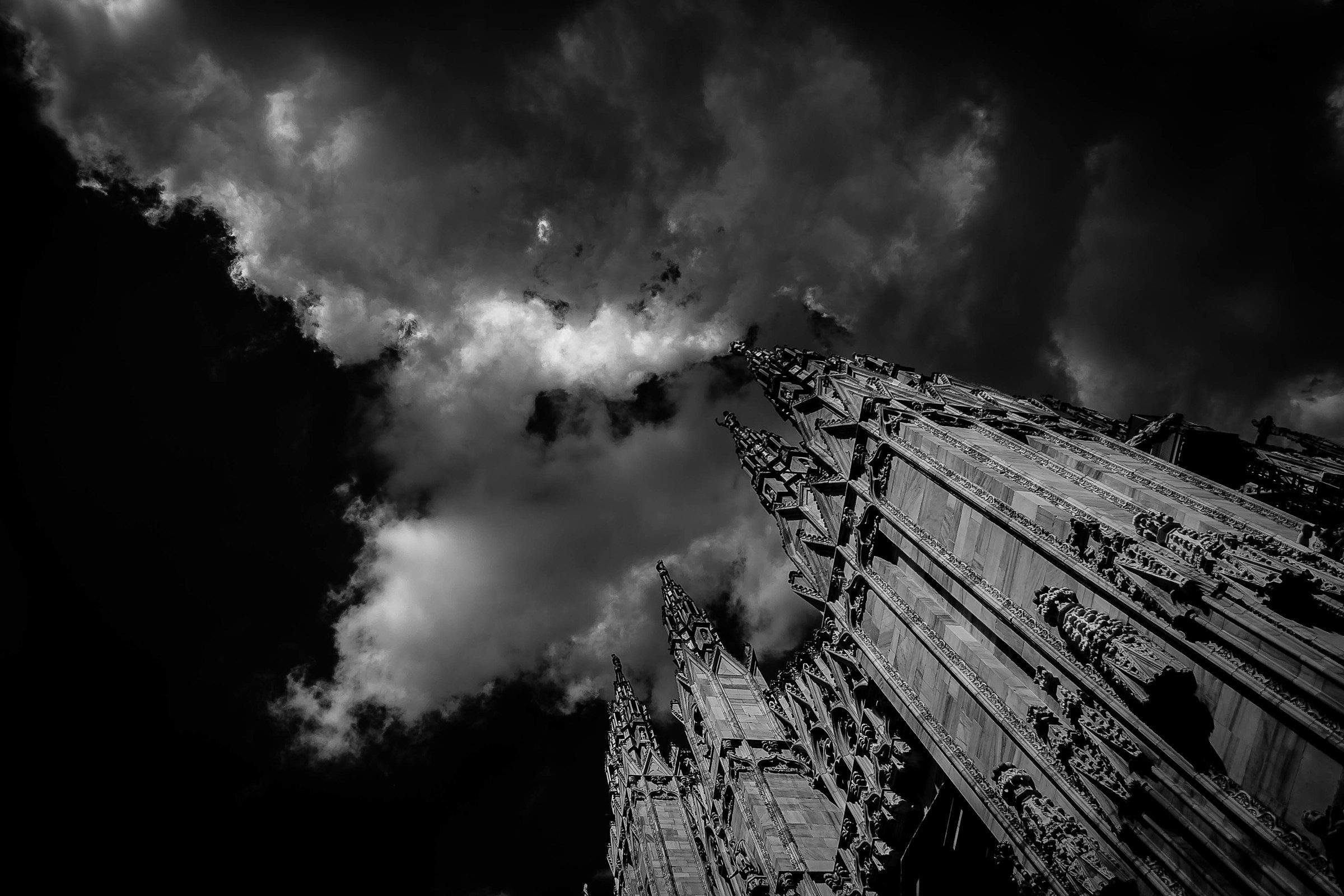 Milan Cathedral in black and white