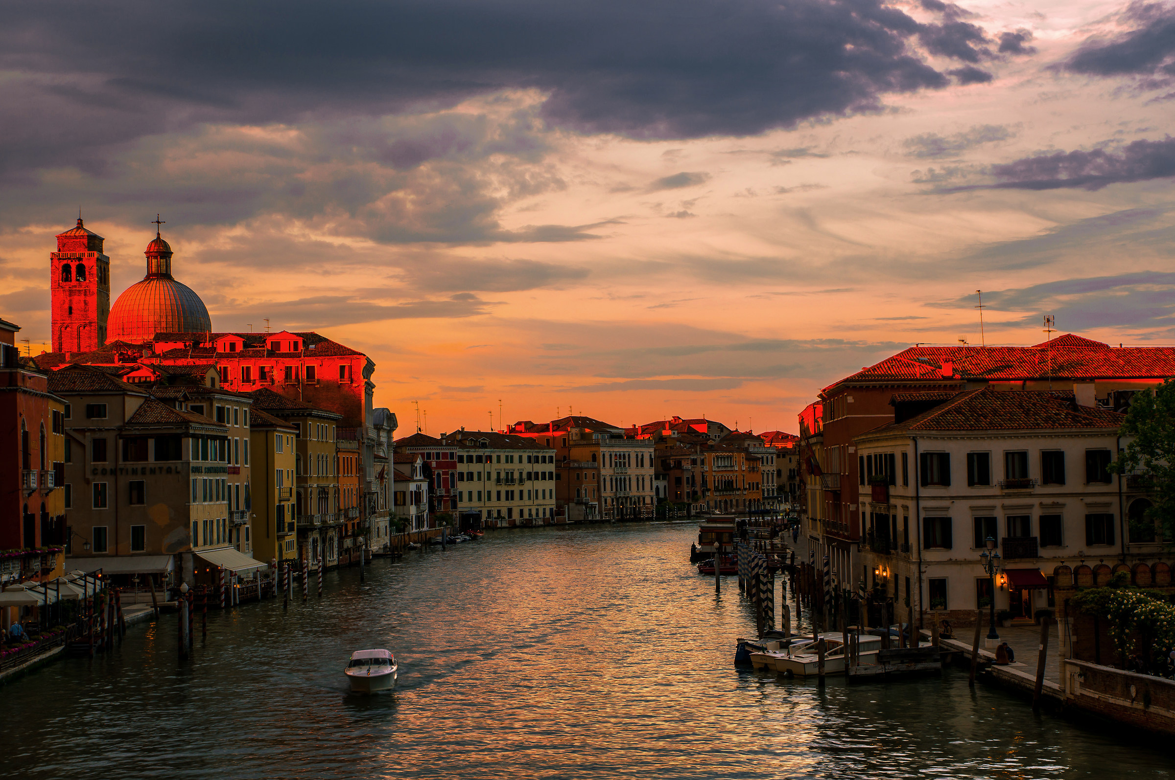 shaft of light on Venetian rooftops.