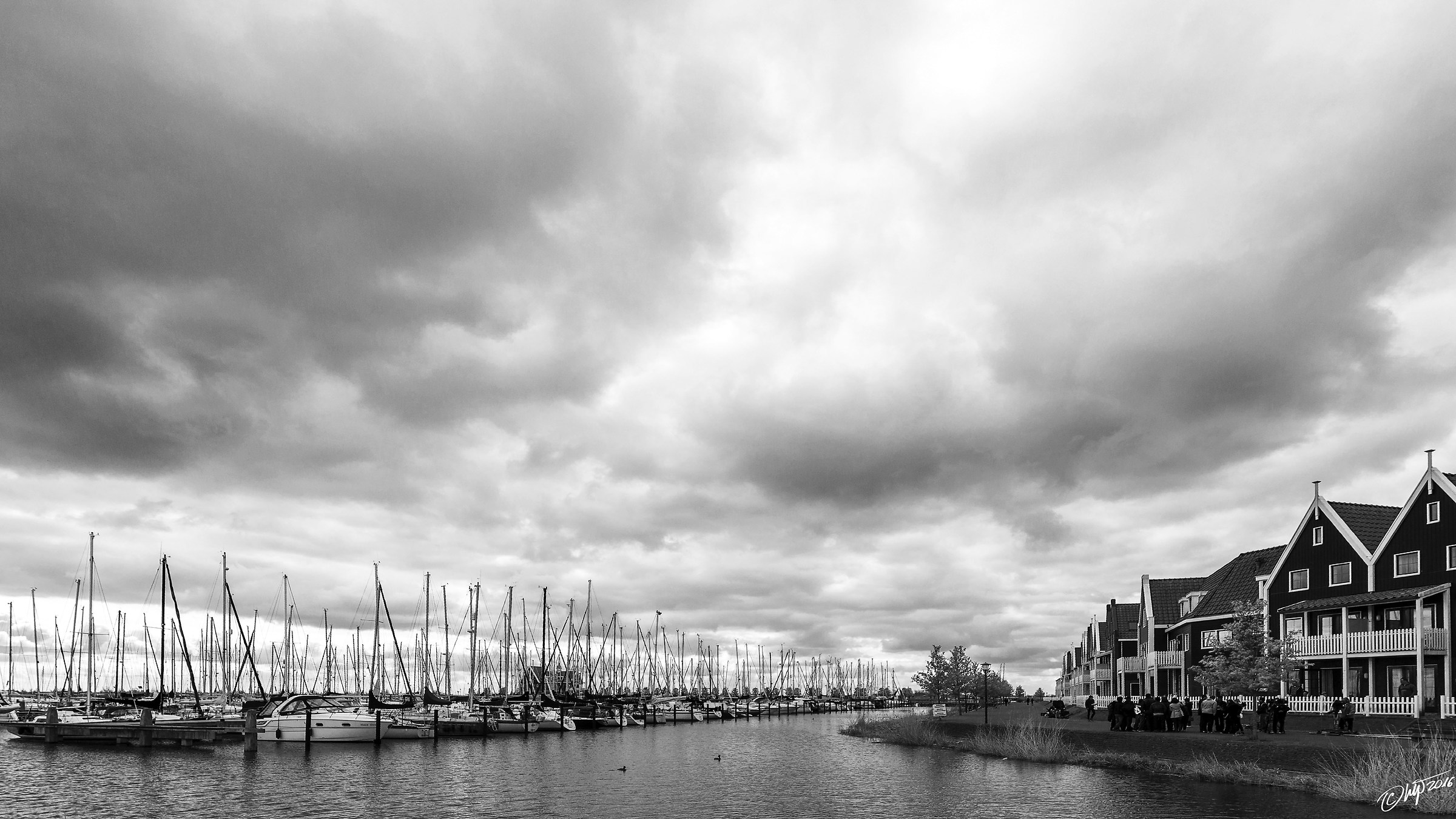 Volendam, clouds harbor