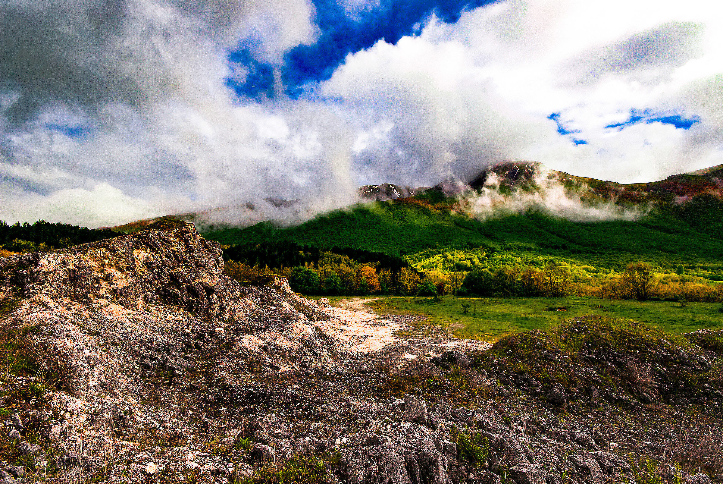 After the rain: Sunset on breathing Monte Cambio