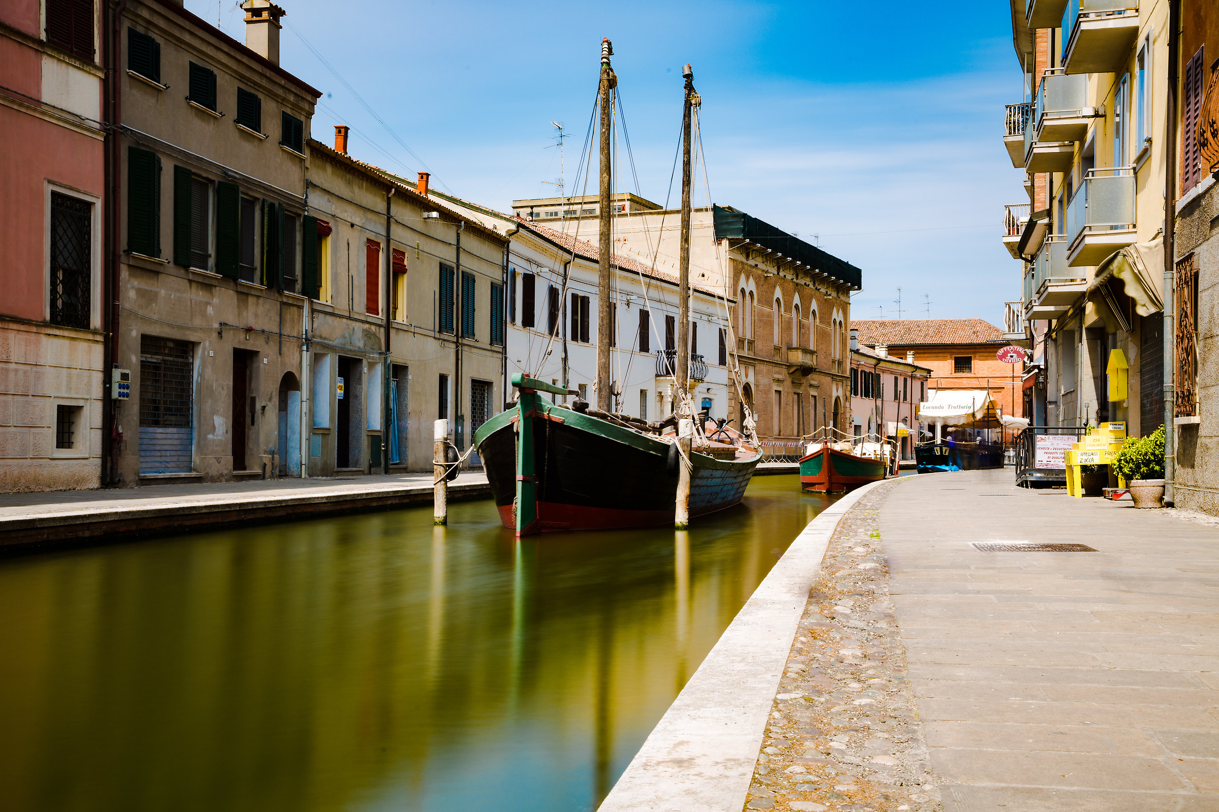 A sailing ship in the city