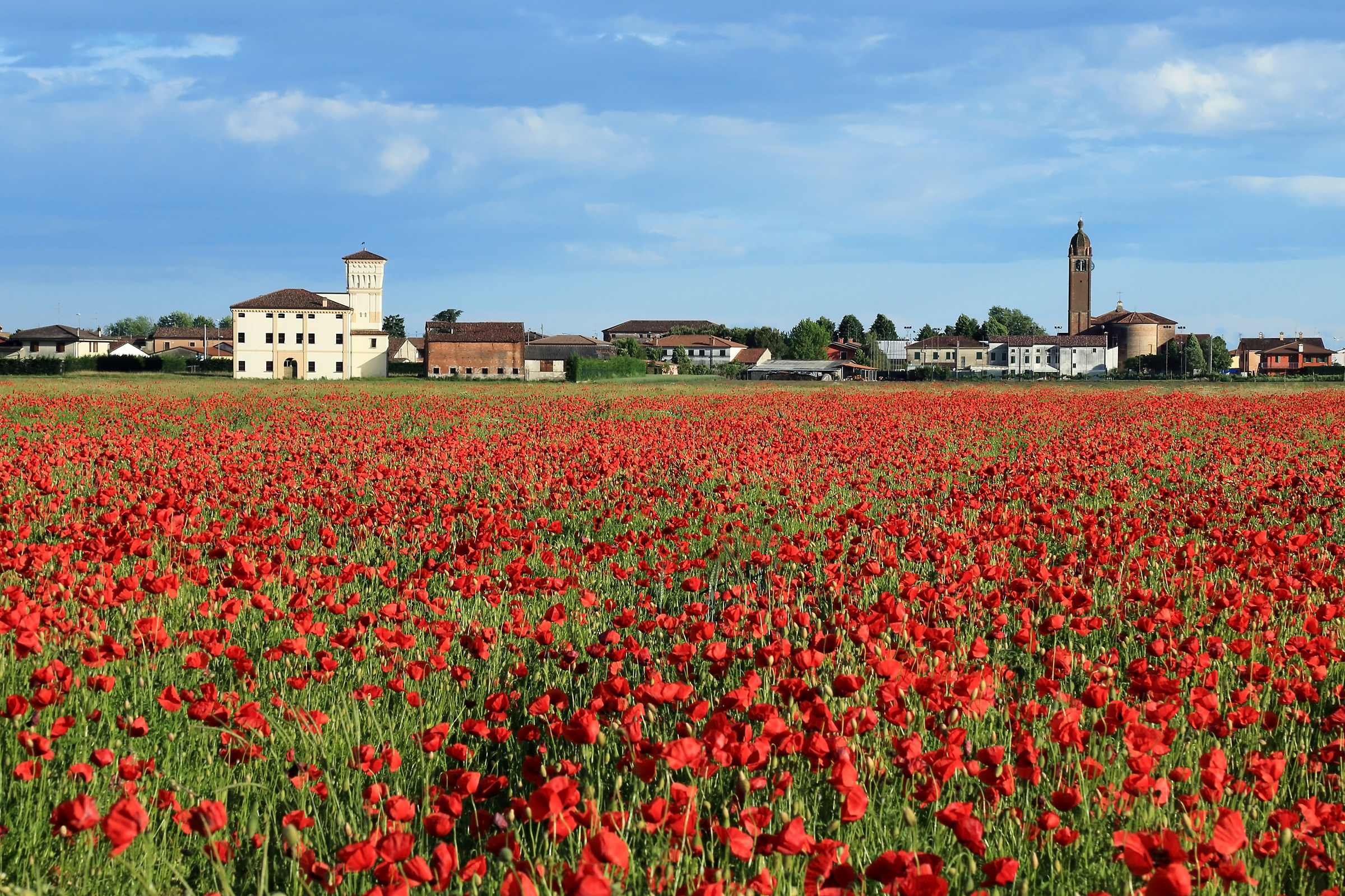 Red fire from the flat countryside