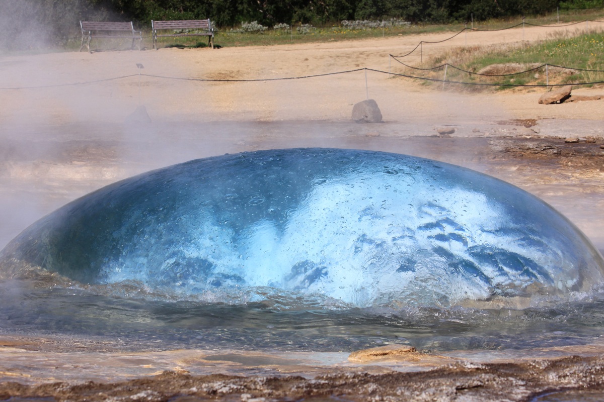 Strokkur geyser ready