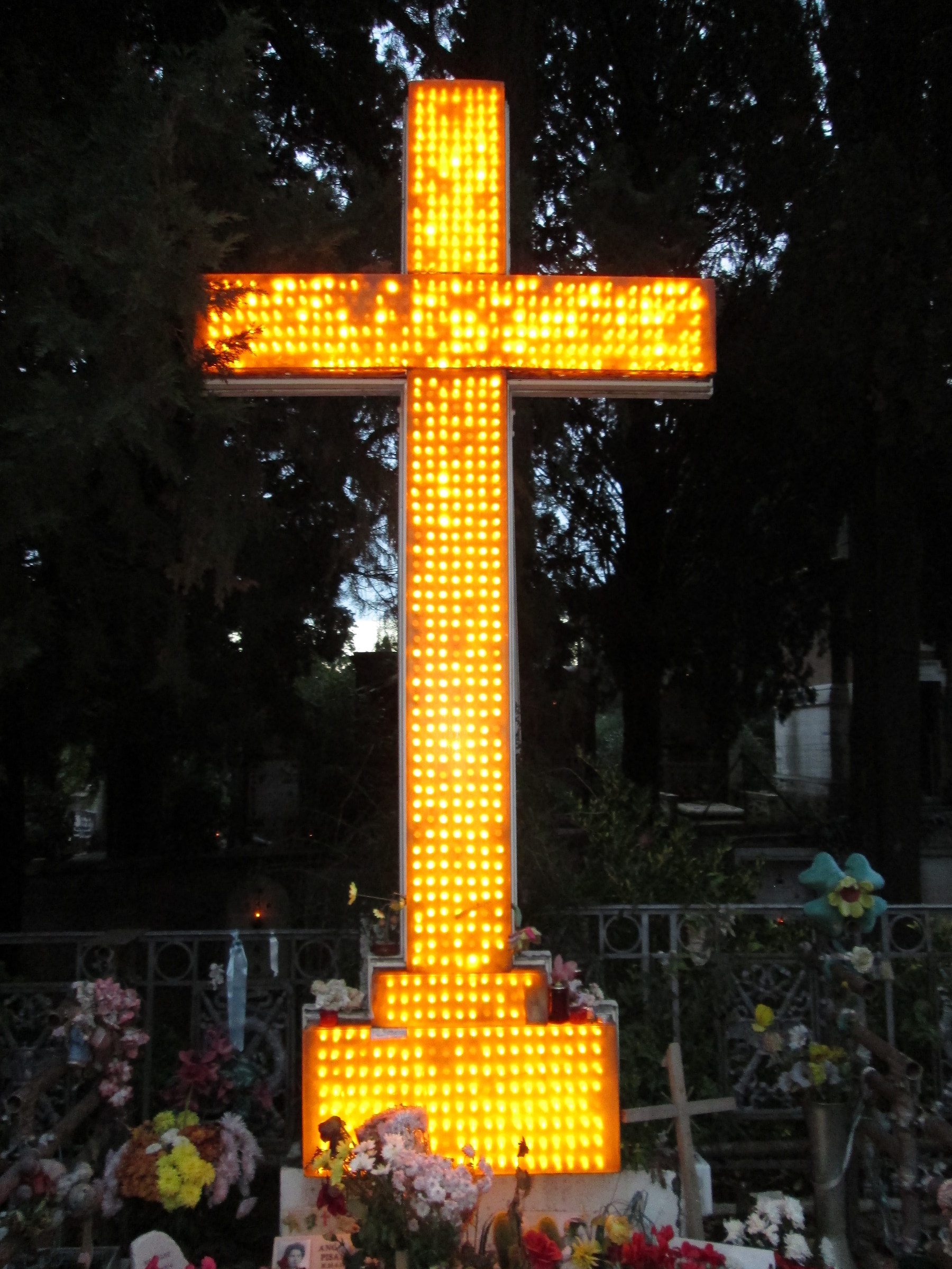 The Verano cemetery is a glowing cross