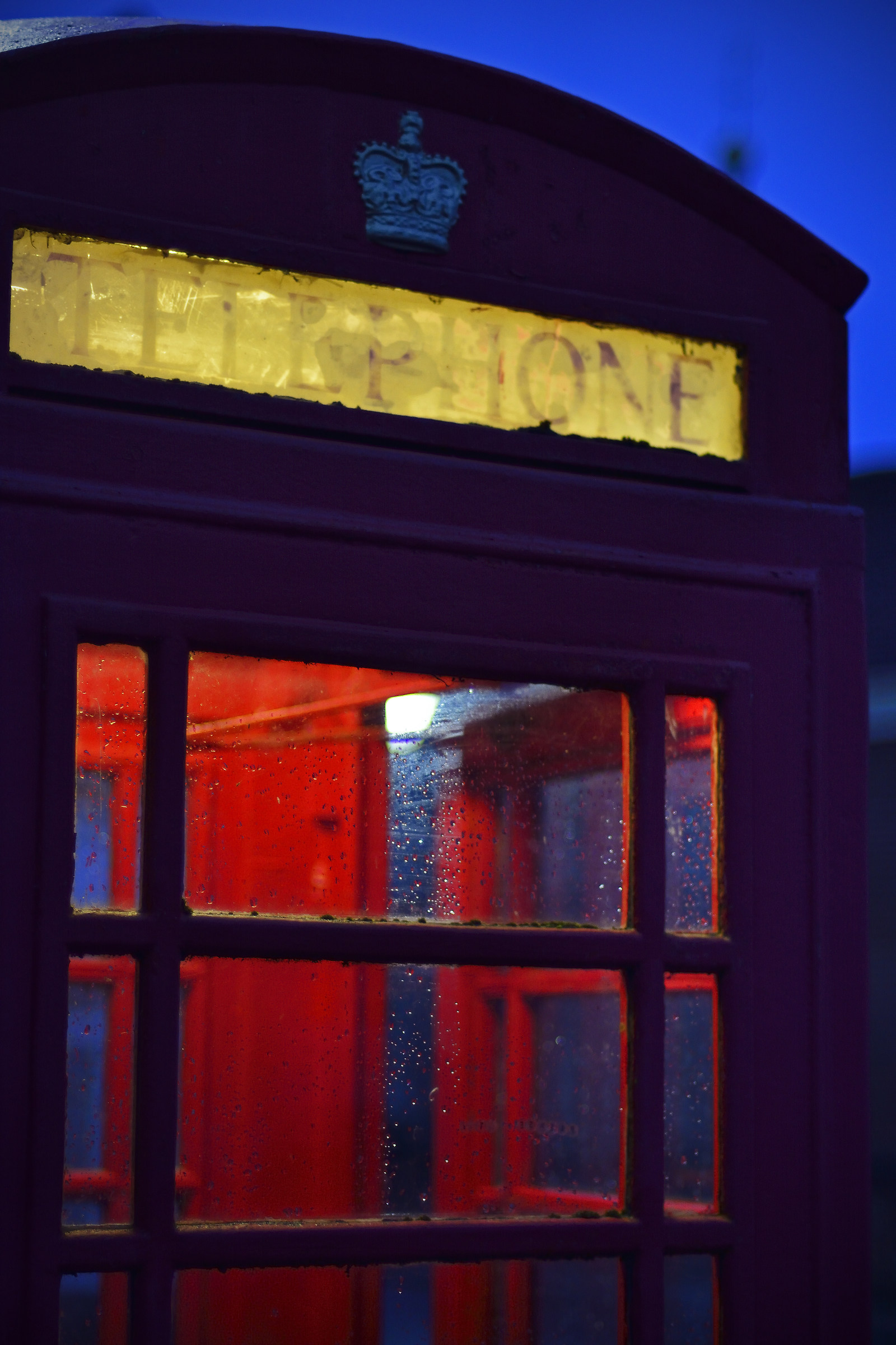 Old British Telephone Box at Dusk