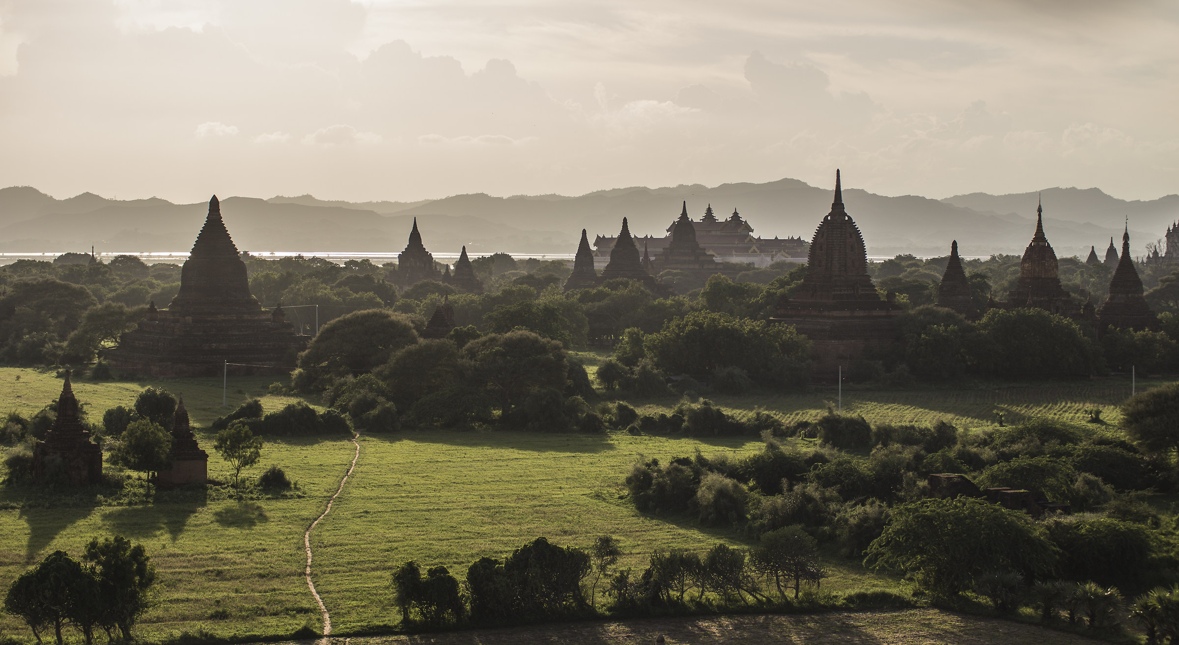 Bagan - Landscape at Sunset
