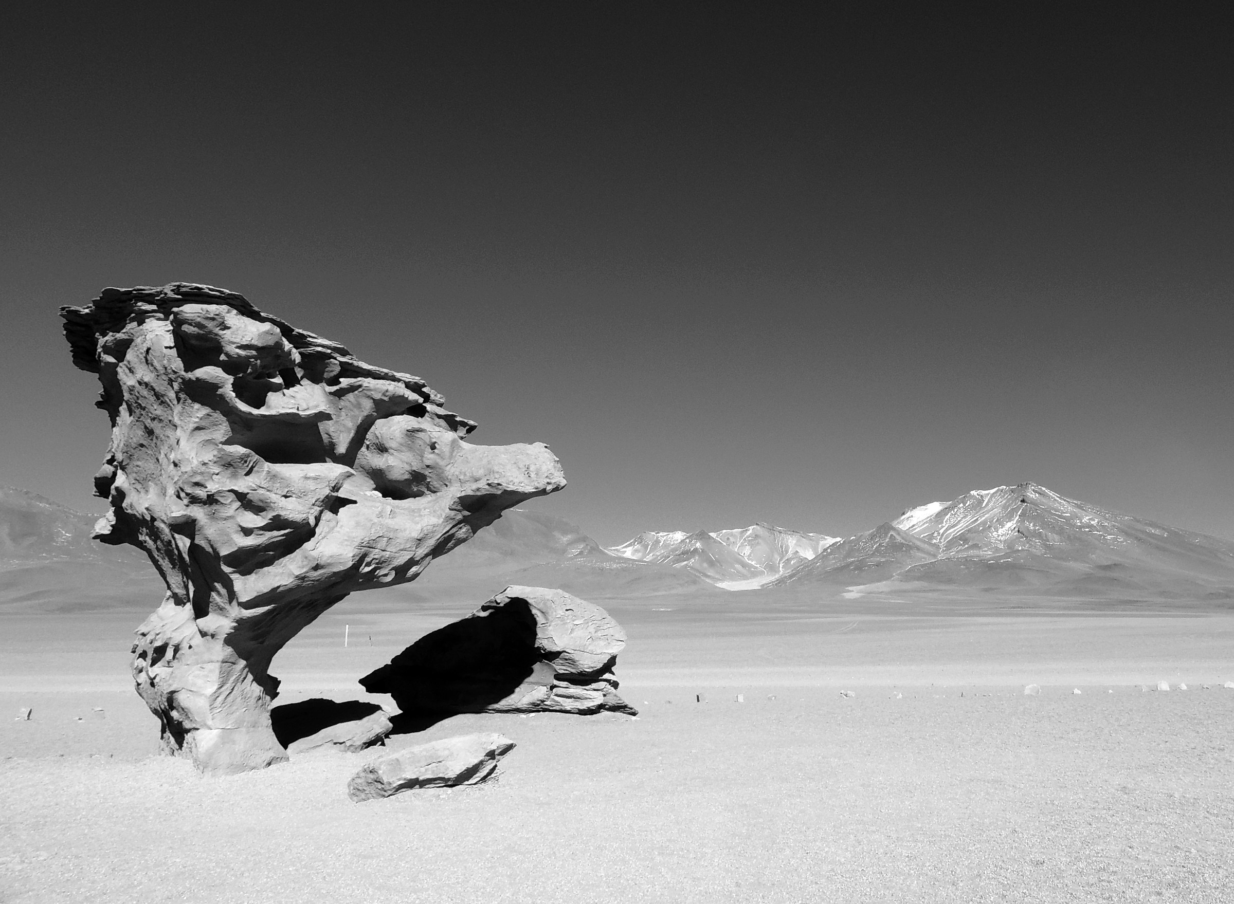 Bolivia, plateaus: statue in the desert ...