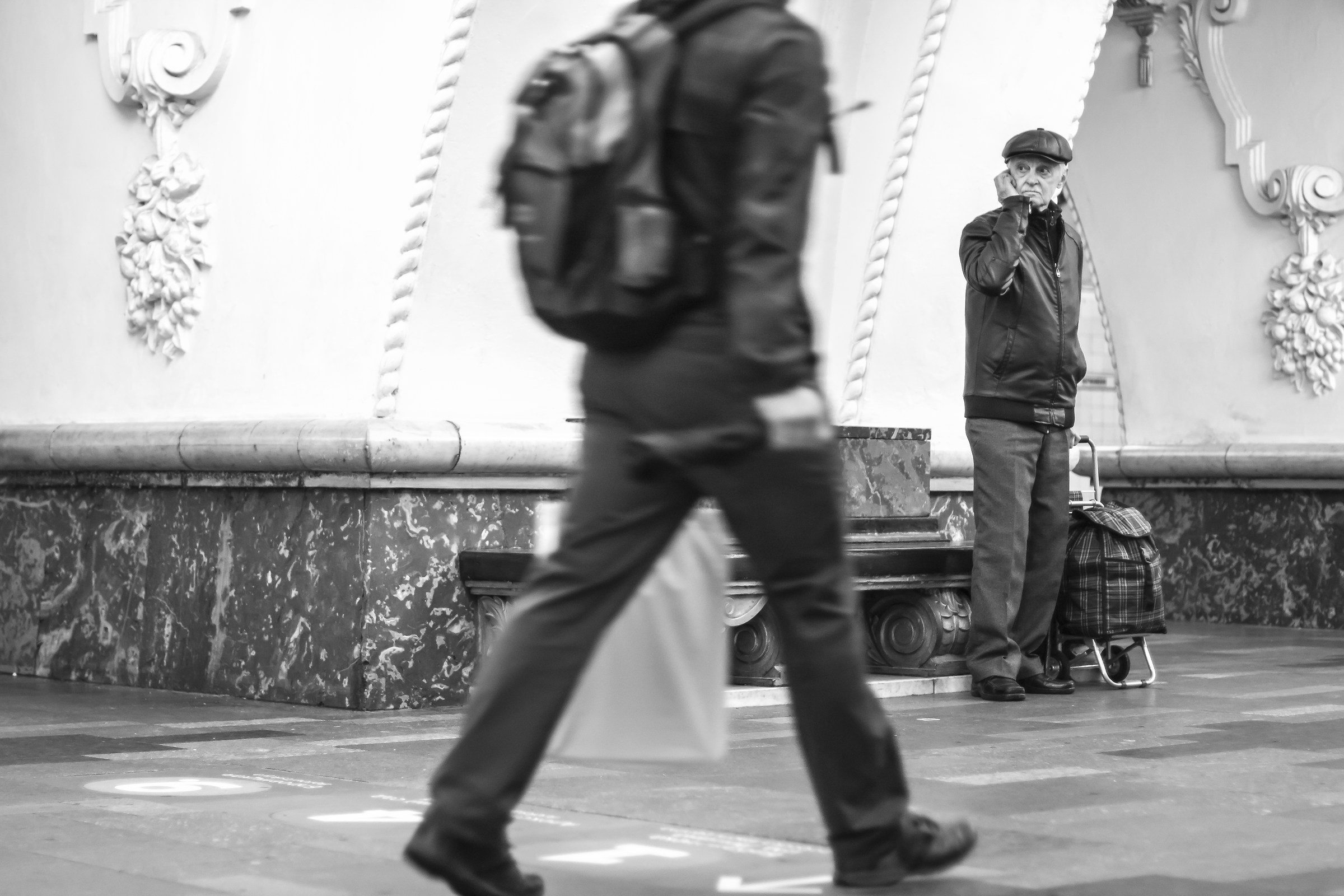 Waiting at metro station
