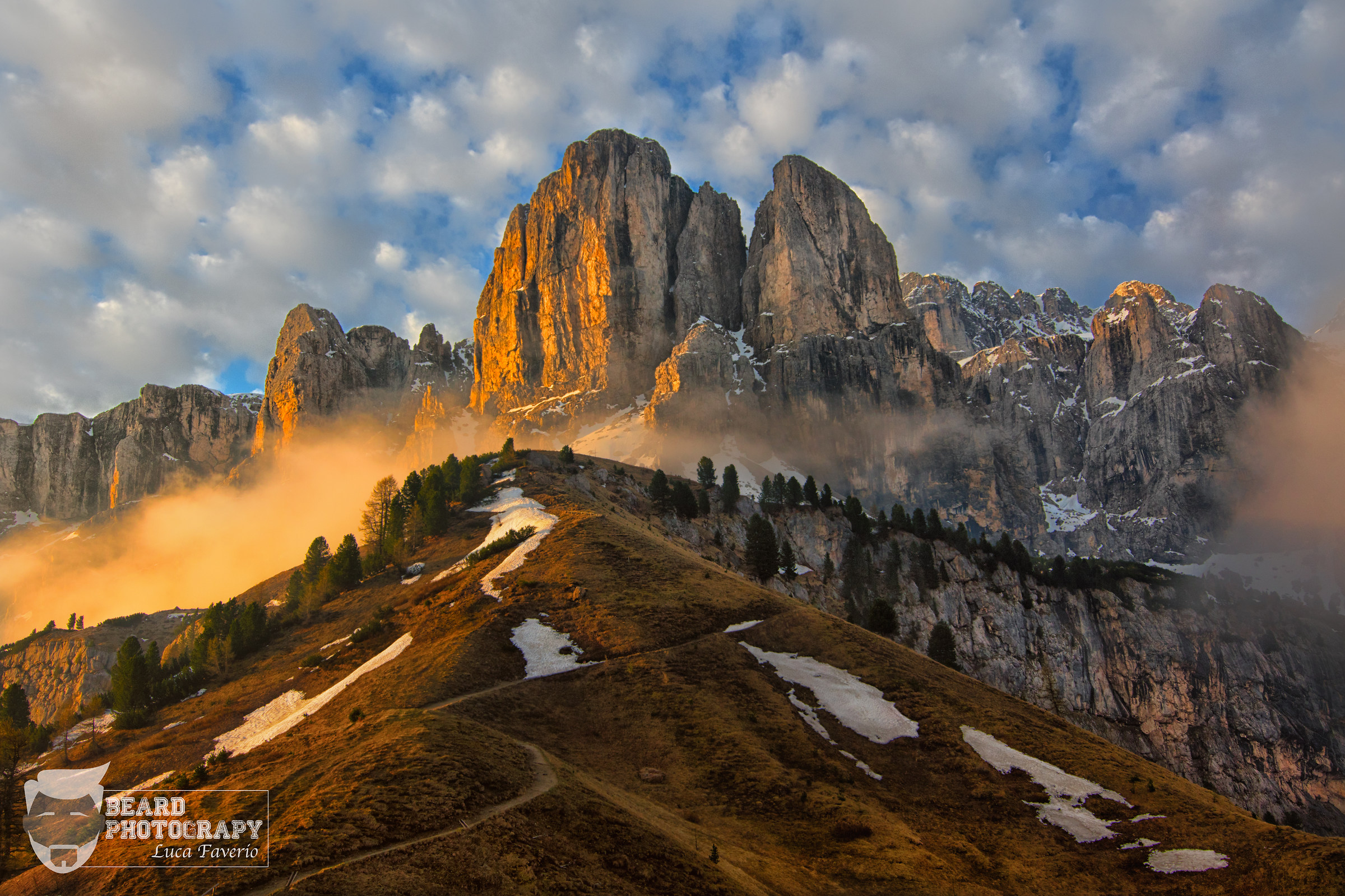 Mystic sunrise in Dolomites