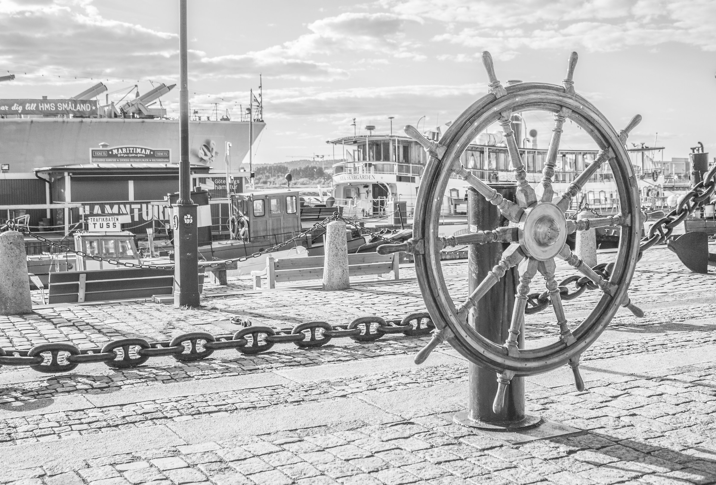 B & W Boat Rudder at Gothenburg Port
