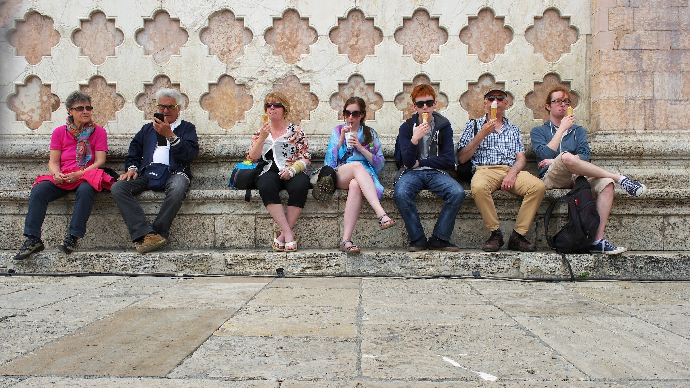 Sitting in front of the Cathedral of Perugia
