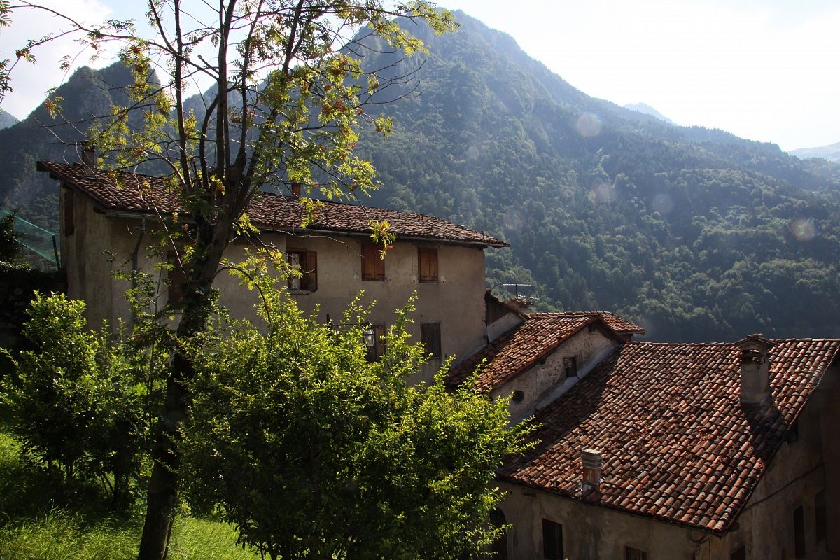 against the old village