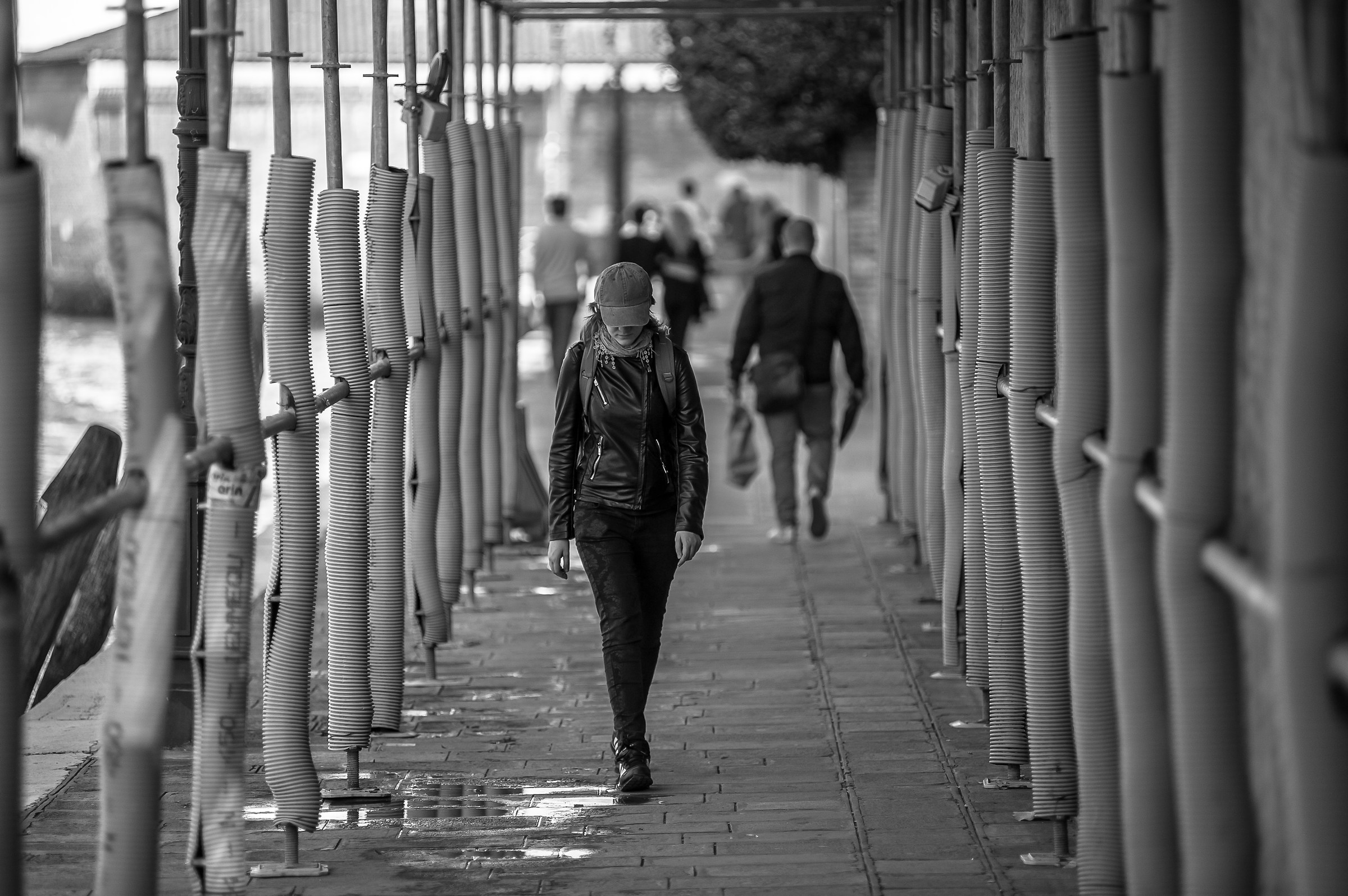 Walking in the street "lined" ....